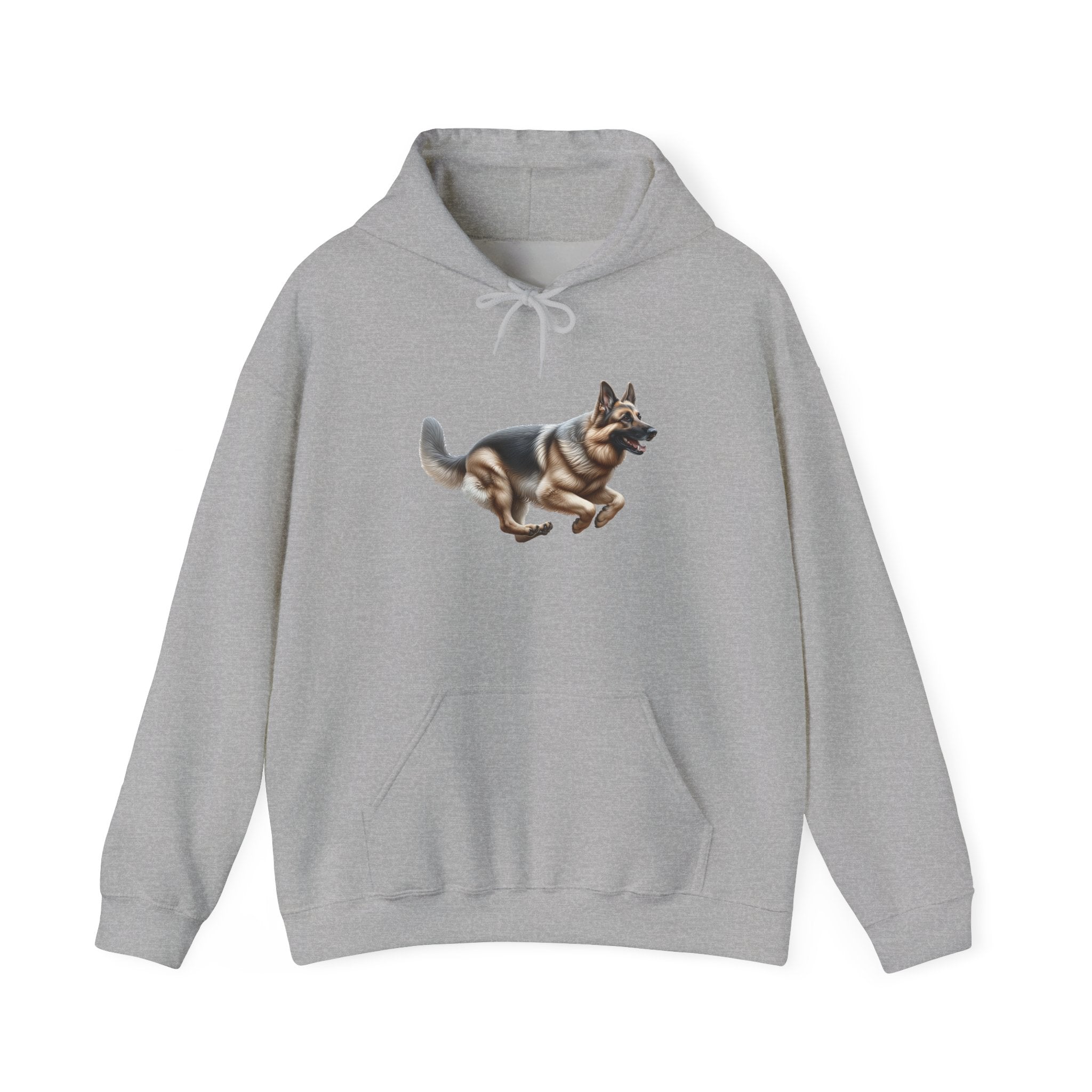 German Shepherd Running Hoodie — Realistic Dog Graphic Sweatshirt