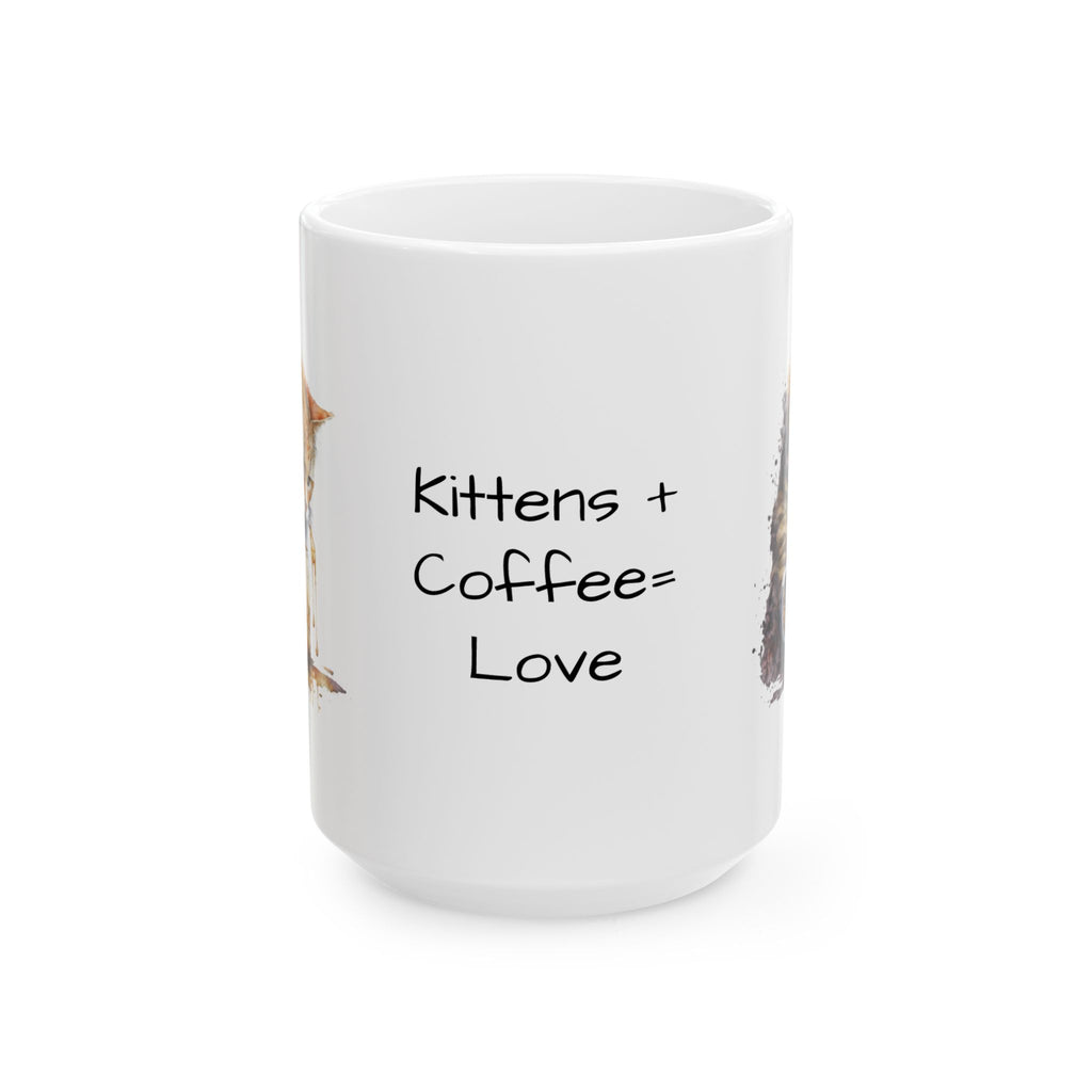Kittens + Coffee = Love Ceramic Mug — Cute Cat Lover Coffee Cup (11oz & 15oz)