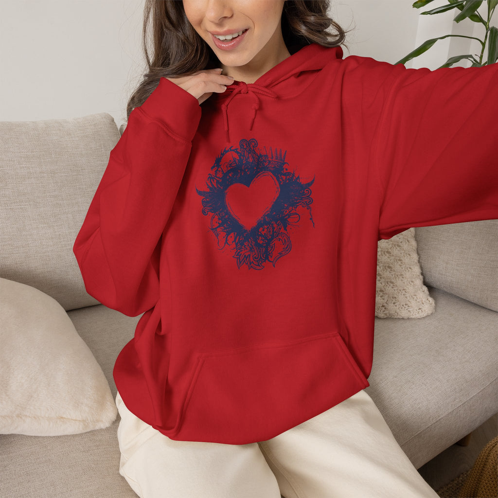 Heart Ink Splash Hoodie — Artistic Grunge Heart Pullover