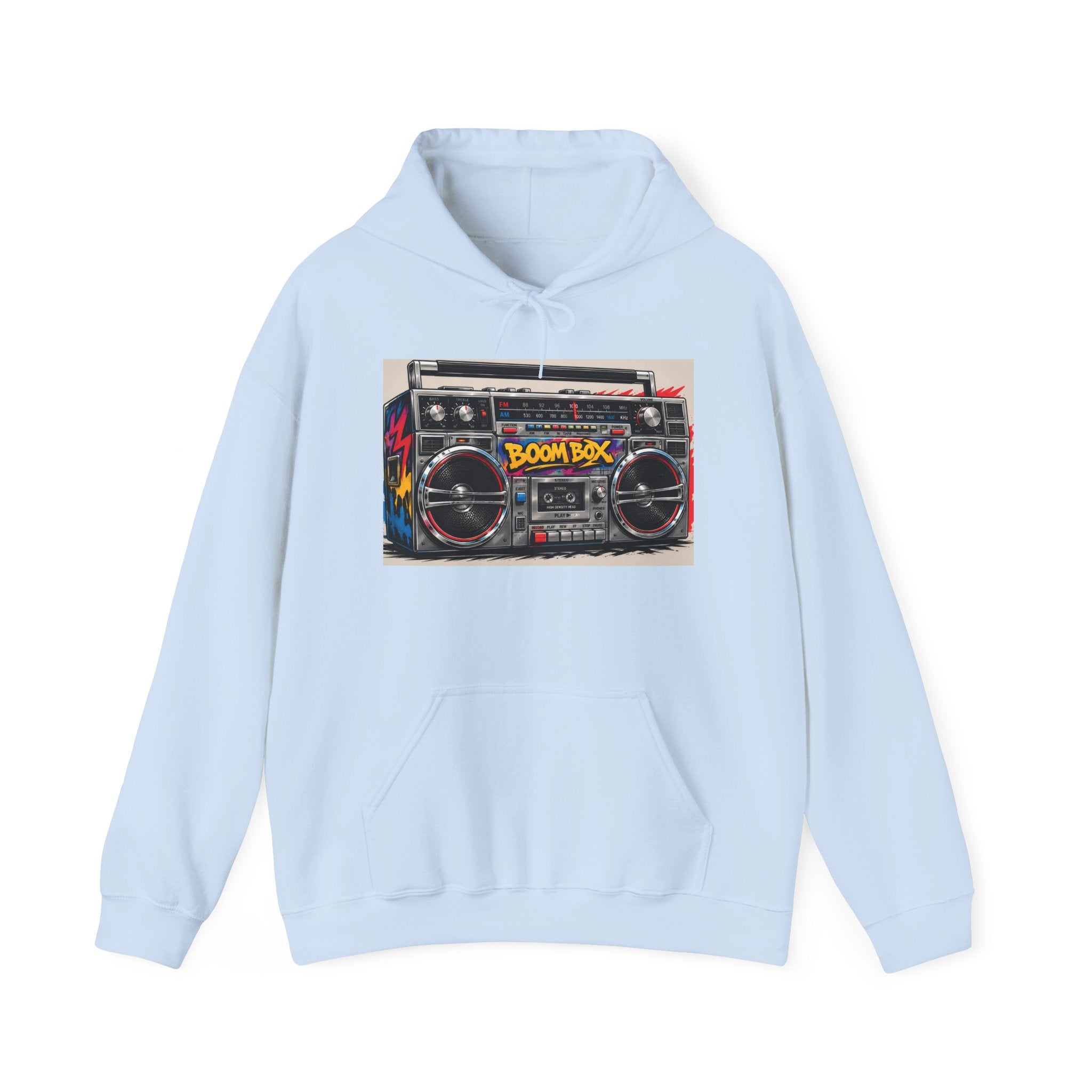 Boom Box Hoodie — Retro Boombox Graphic Pullover