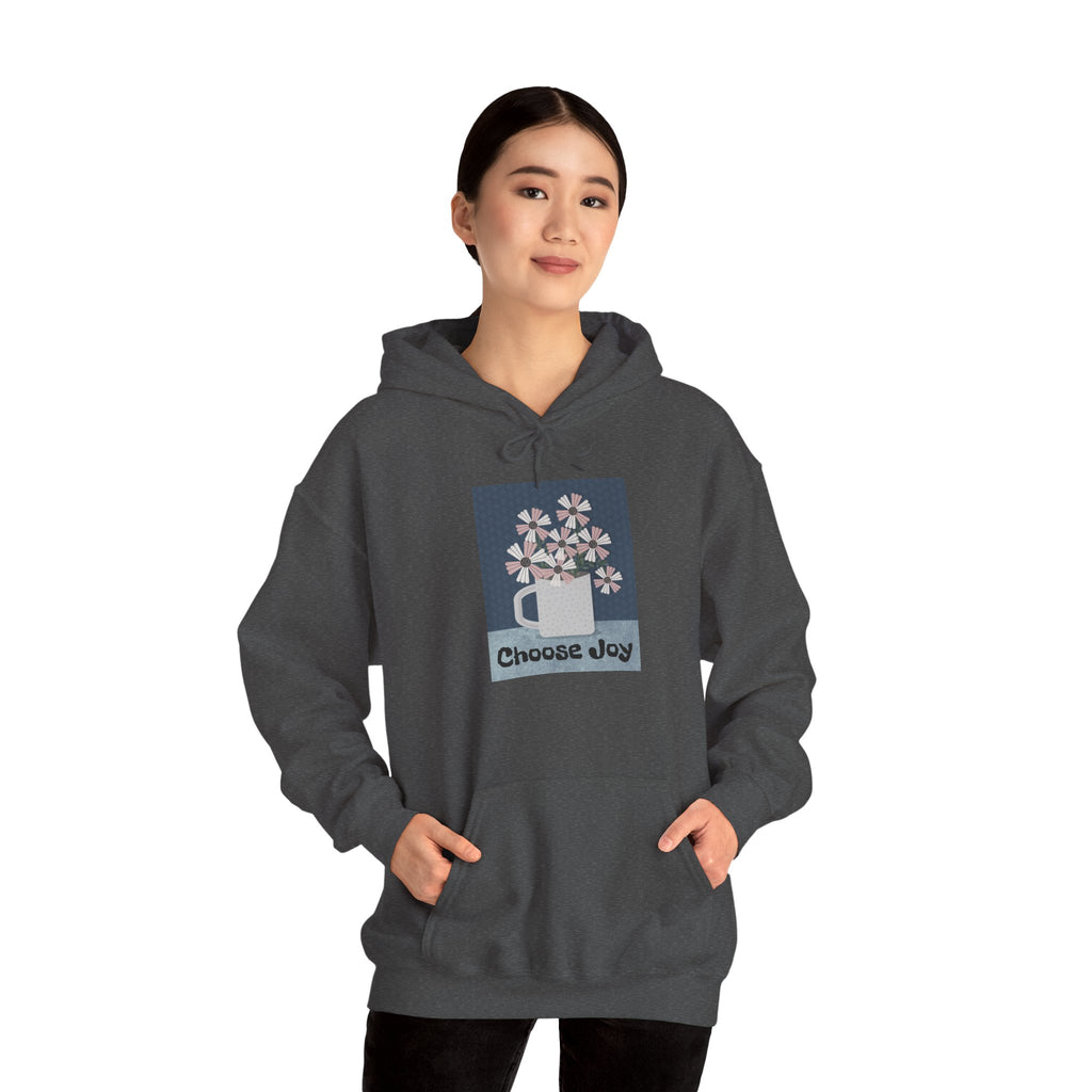 Hoodie – “Choose Joy” Floral Mug Graphic Cozy Sweatshirt
