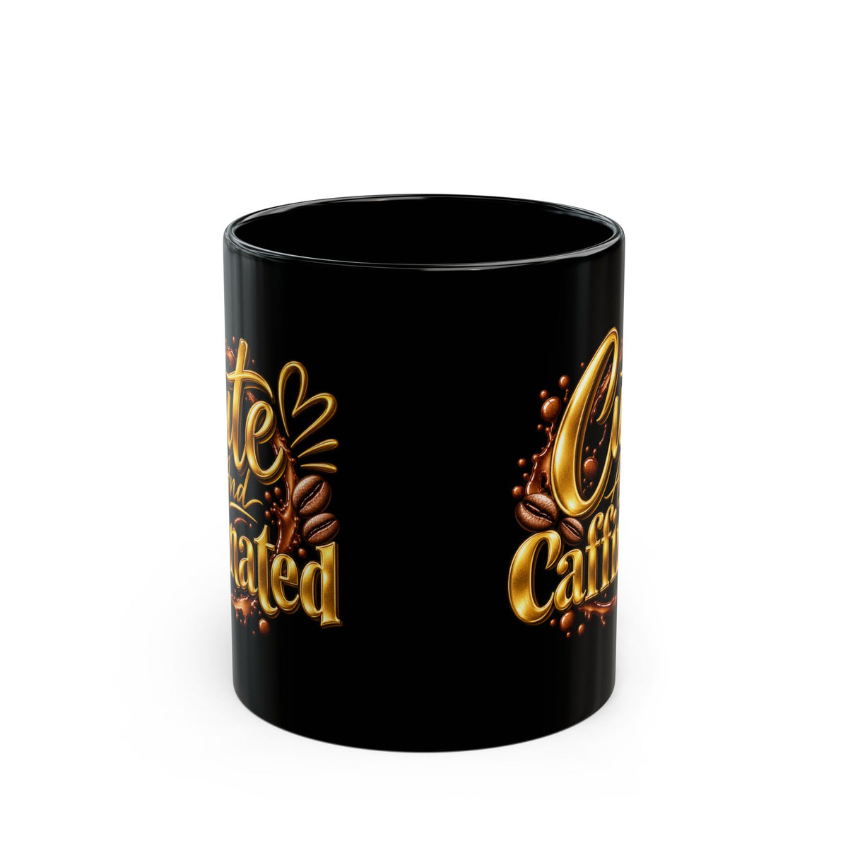 Cute and Caffeinated Black Mug — 11oz & 15oz Coffee Cup