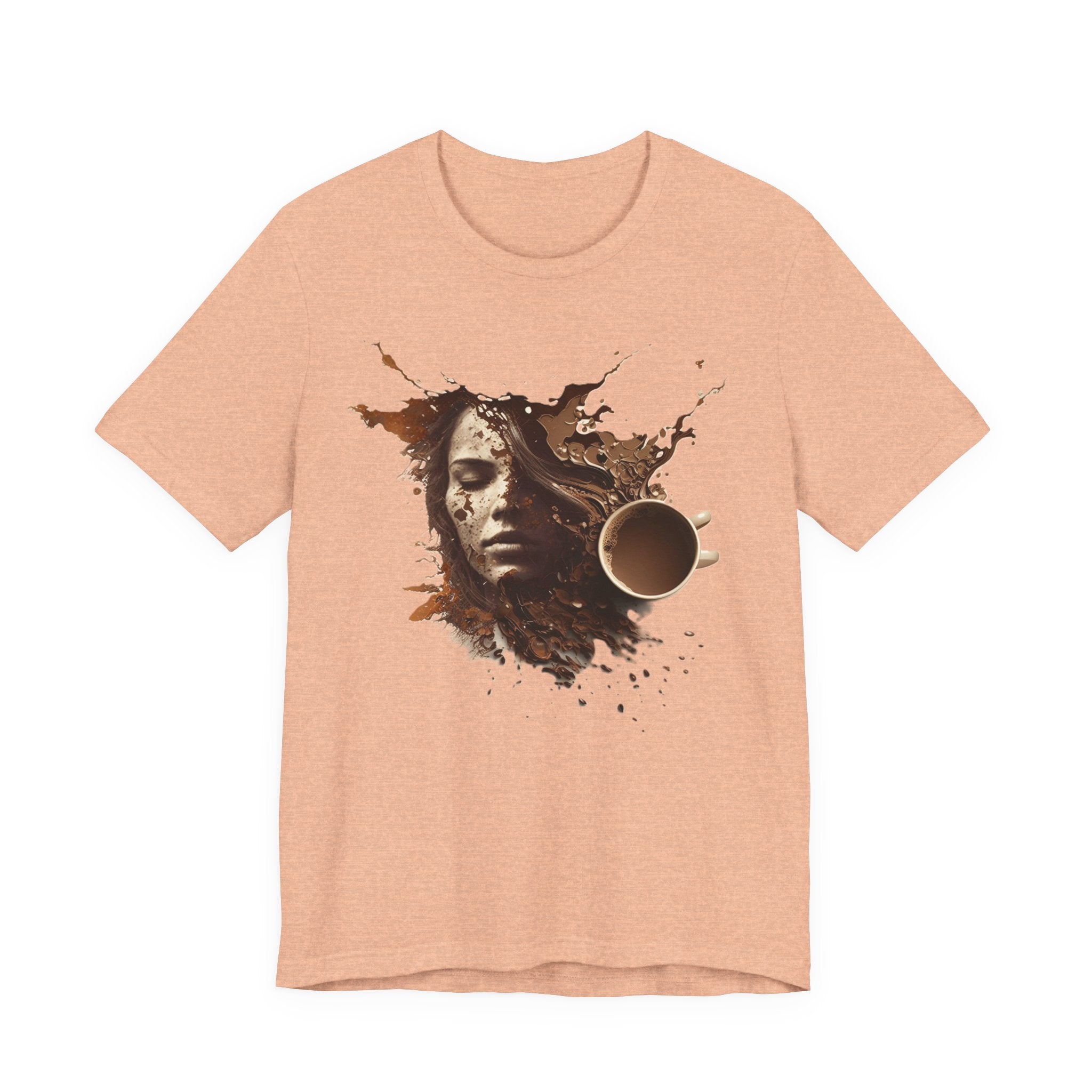 Coffee Splash Portrait Tee — Artistic Woman Face Coffee Design