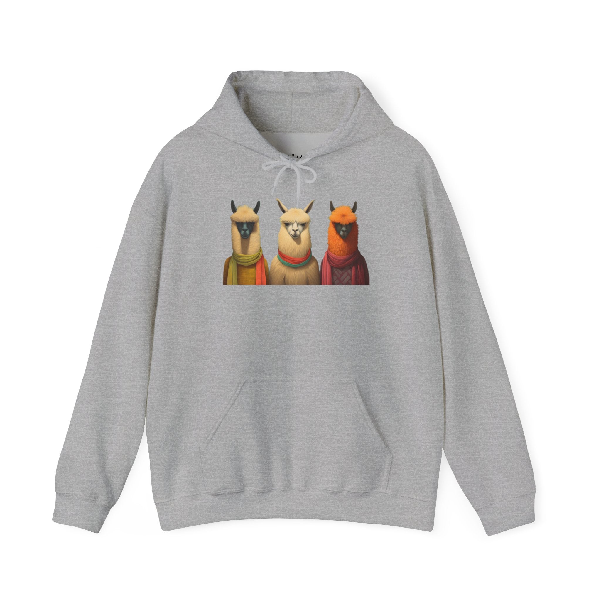 Llama Trio Hoodie — Cute Colorful Alpaca Portrait Pullover