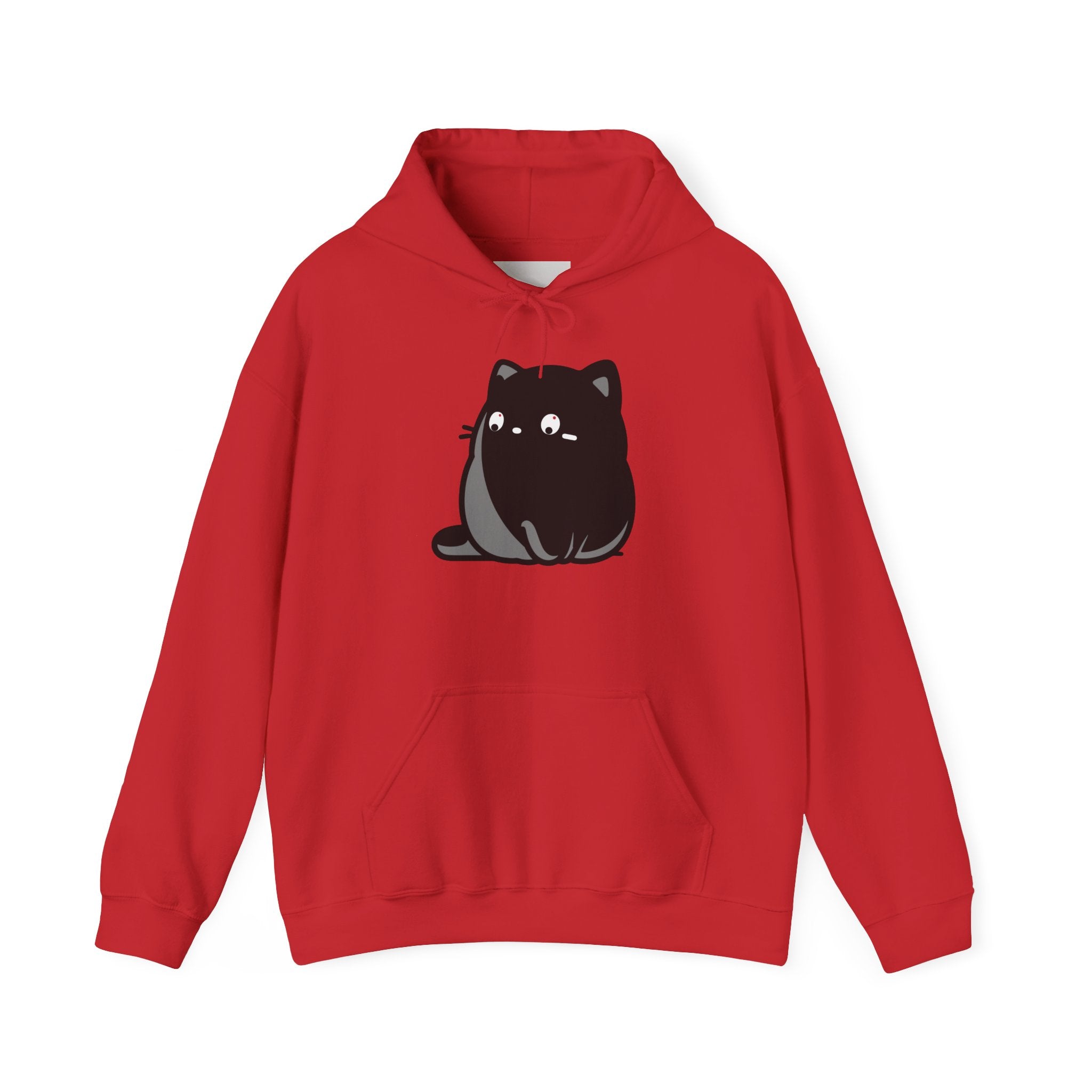 Cute Black Cat Hoodie – Kawaii Chubby Cat Graphic Sweatshirt