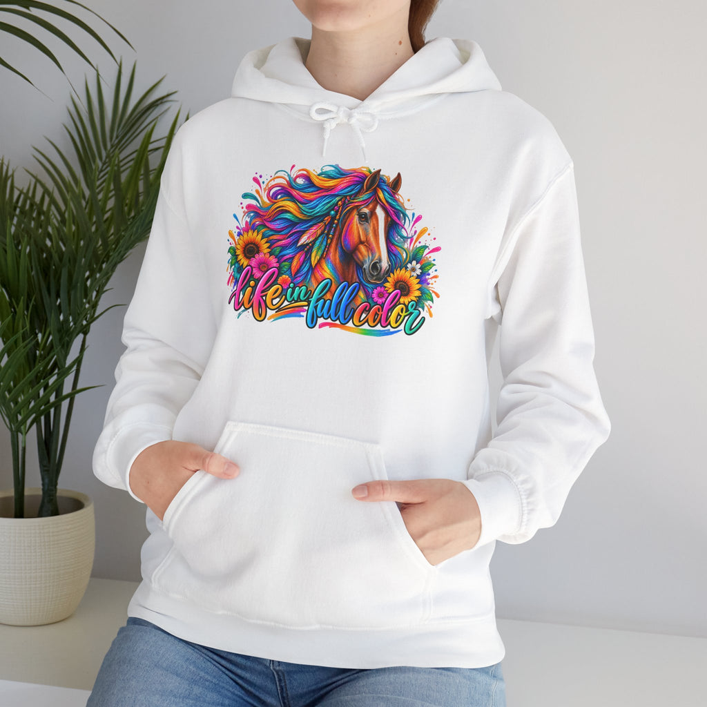 Colorful Horse Hoodie - "Wonderful Color" Rainbow Stallion Pullover