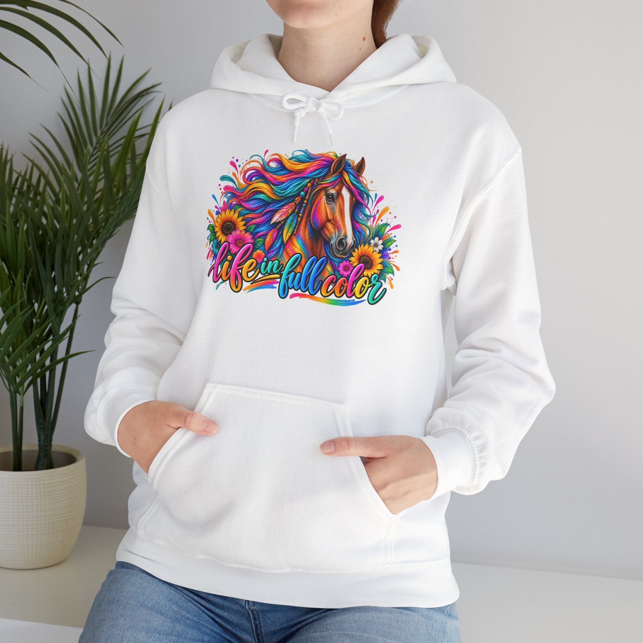 Colorful Horse Hoodie - "Wonderful Color" Rainbow Stallion Pullover