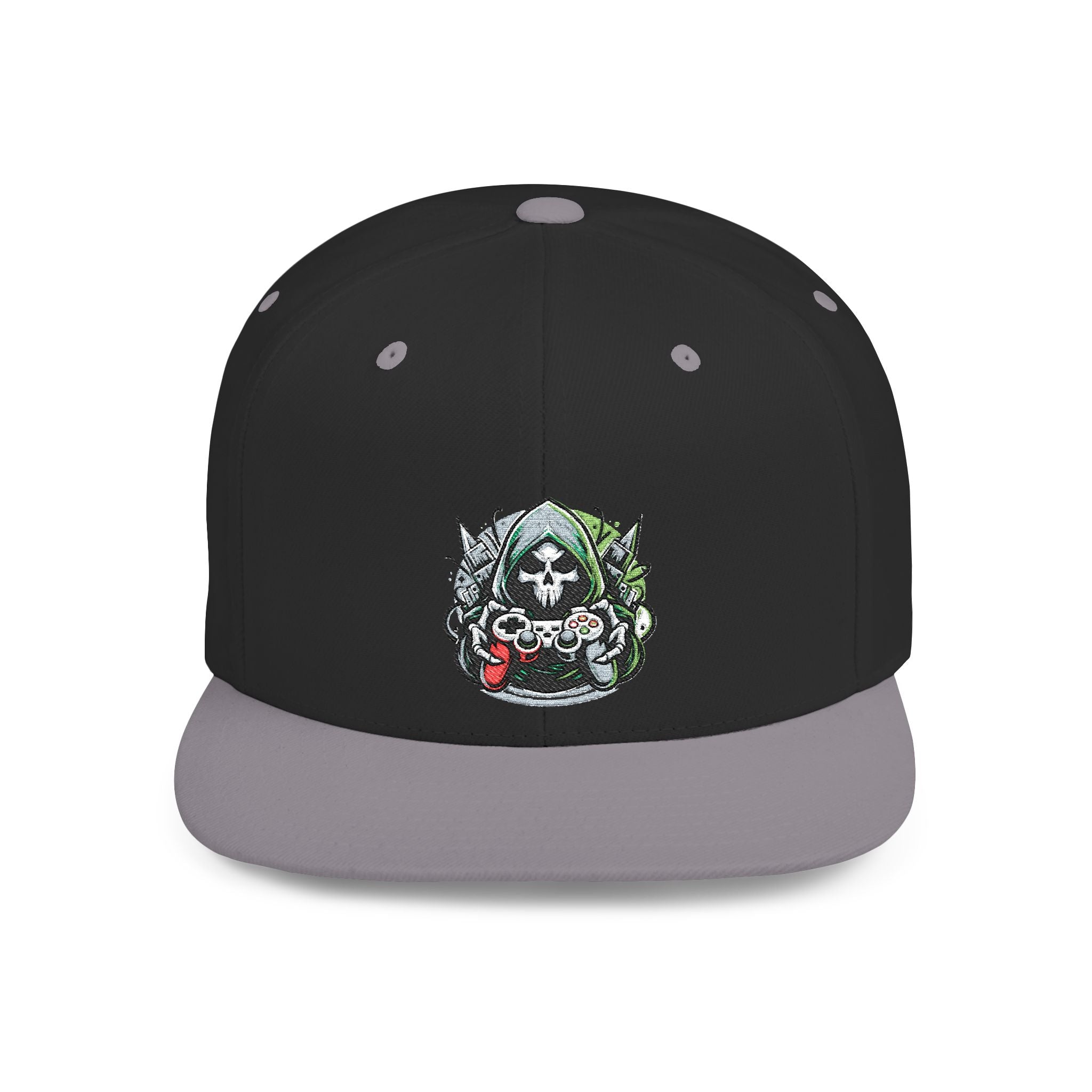 Embroidered Grim Reaper Gamer Snapback Hat