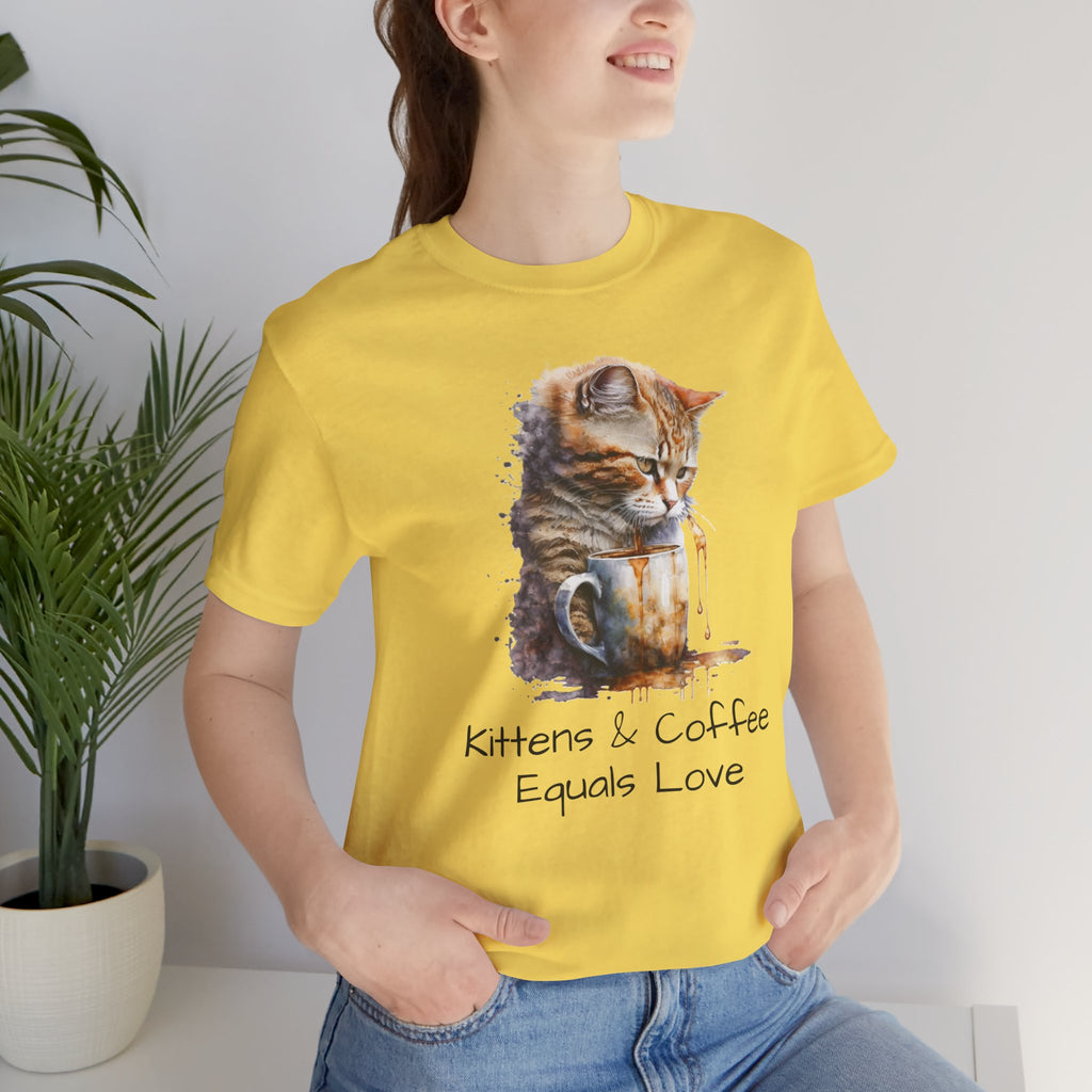 Cat & Coffee T-Shirt — "Kittens & Coffee Equals Love" Cute Cat Graphic Tee