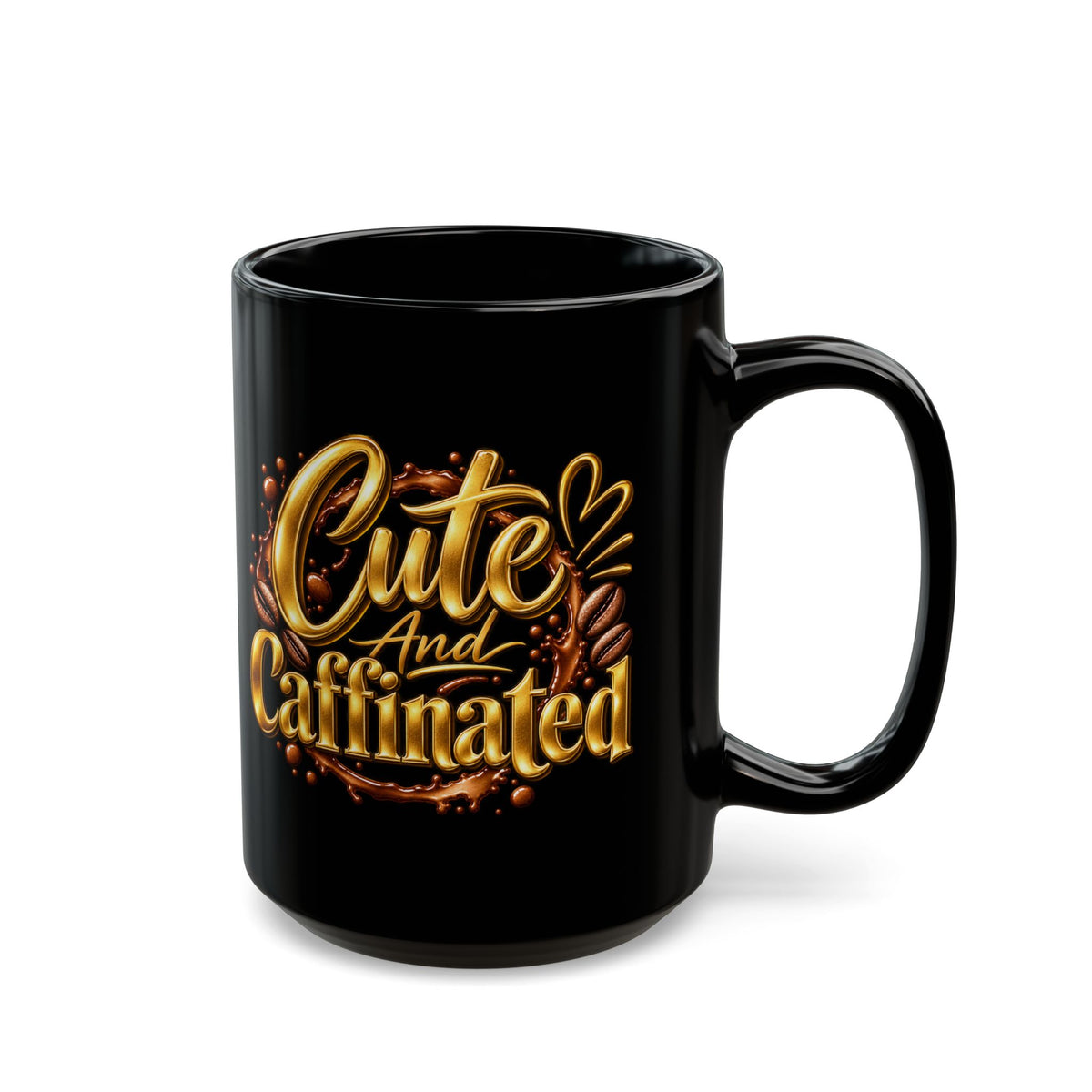 Cute and Caffeinated Black Mug — 11oz & 15oz Coffee Cup