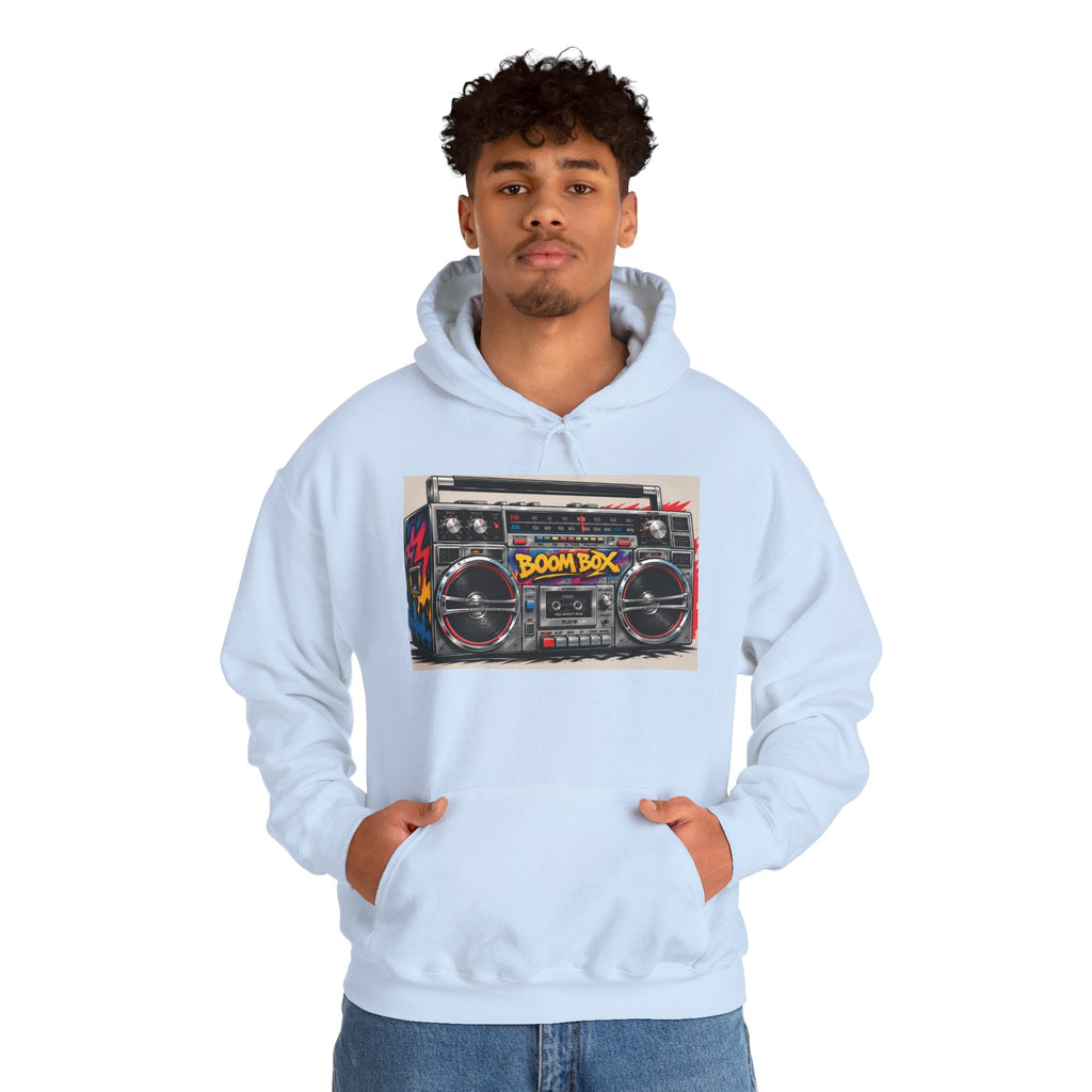 Boom Box Hoodie — Retro Boombox Graphic Pullover