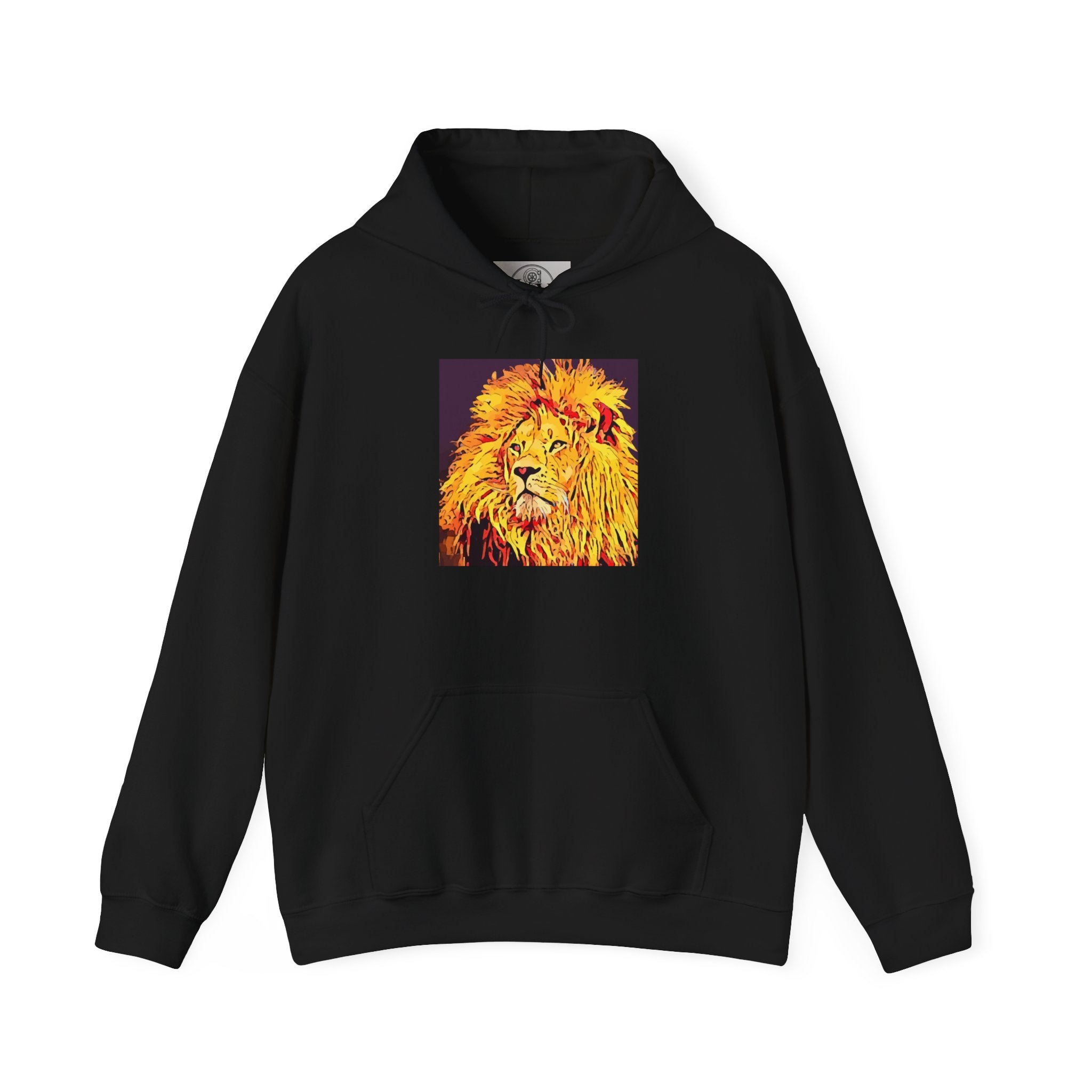 Lion Portrait Hoodie — Vibrant Yellow Pop-Art Lion Design