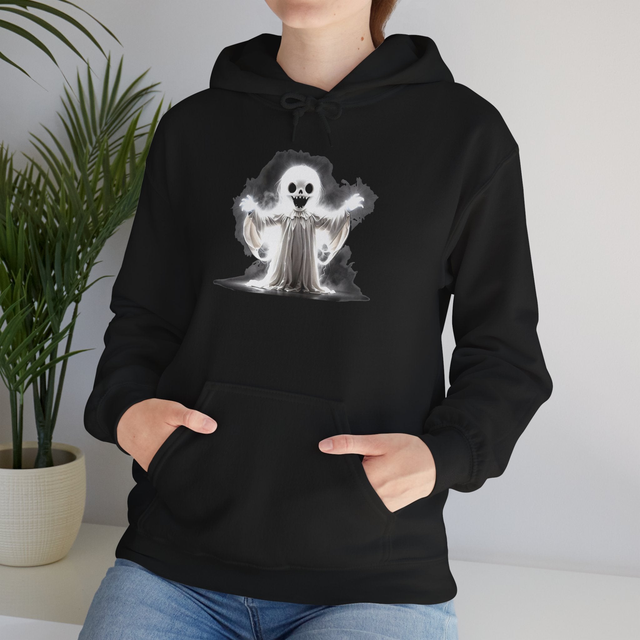Ghostly Reaper Hoodie – Spooky Skeleton Spirit Graphic Hooded Sweatshirt
