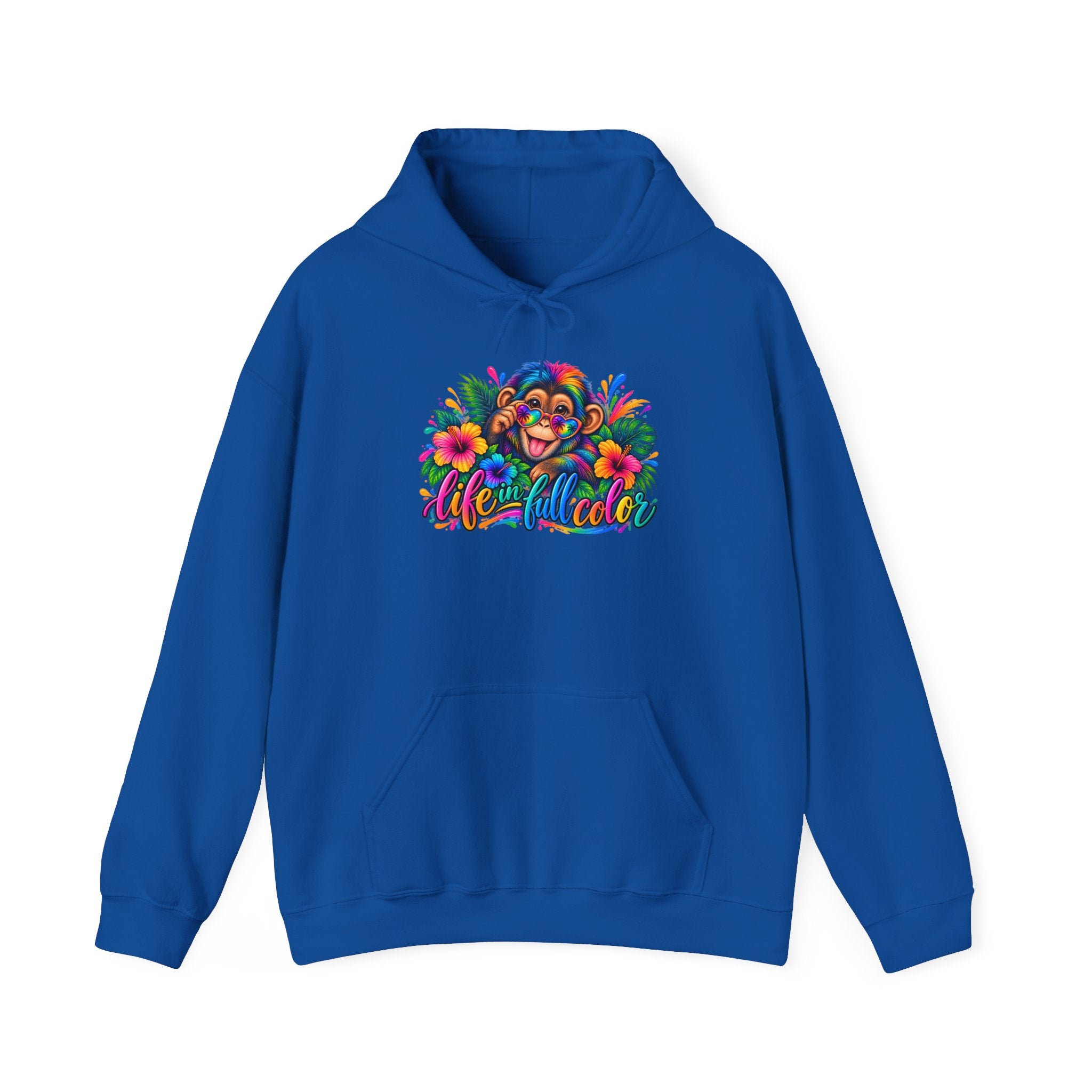 Colorful Monkey Hoodie — "Live Wild & Free" Tropical Graphic Sweatshirt