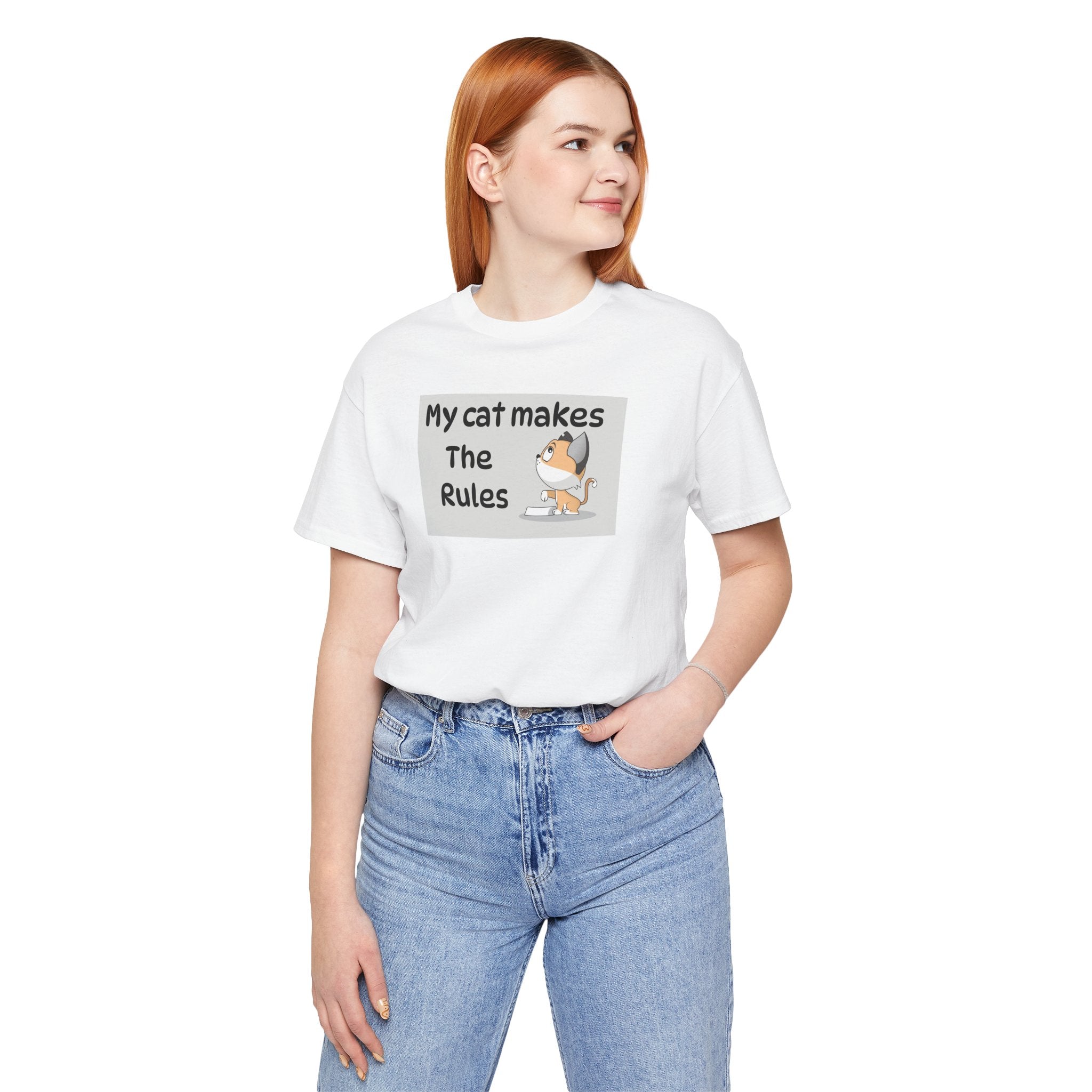 Cat Makes The Rules T-Shirt — Funny Cute Cat Graphic Tee for Cat Lovers