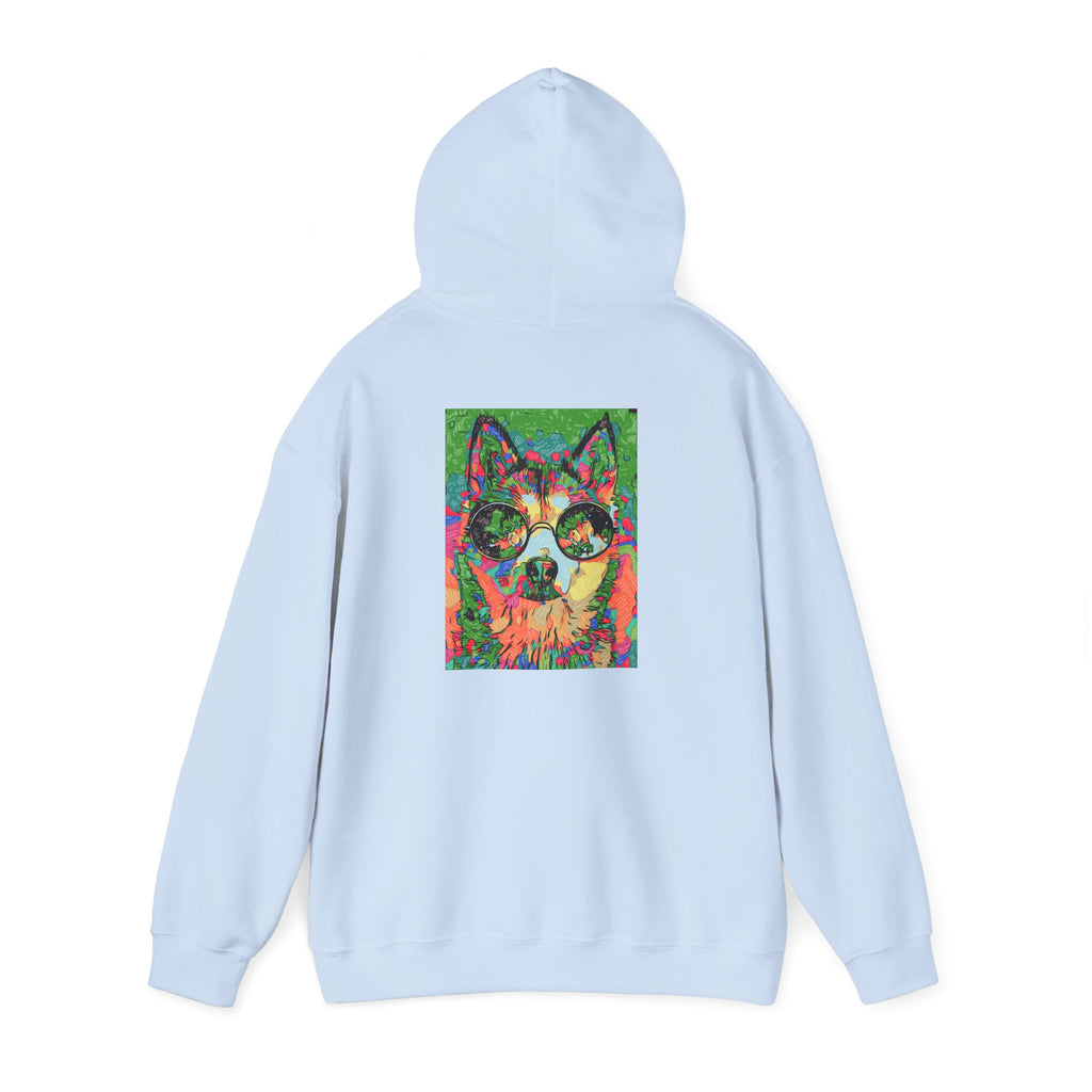 Psychedelic Husky Hoodie — Colorful Trippy Dog Art Pullover