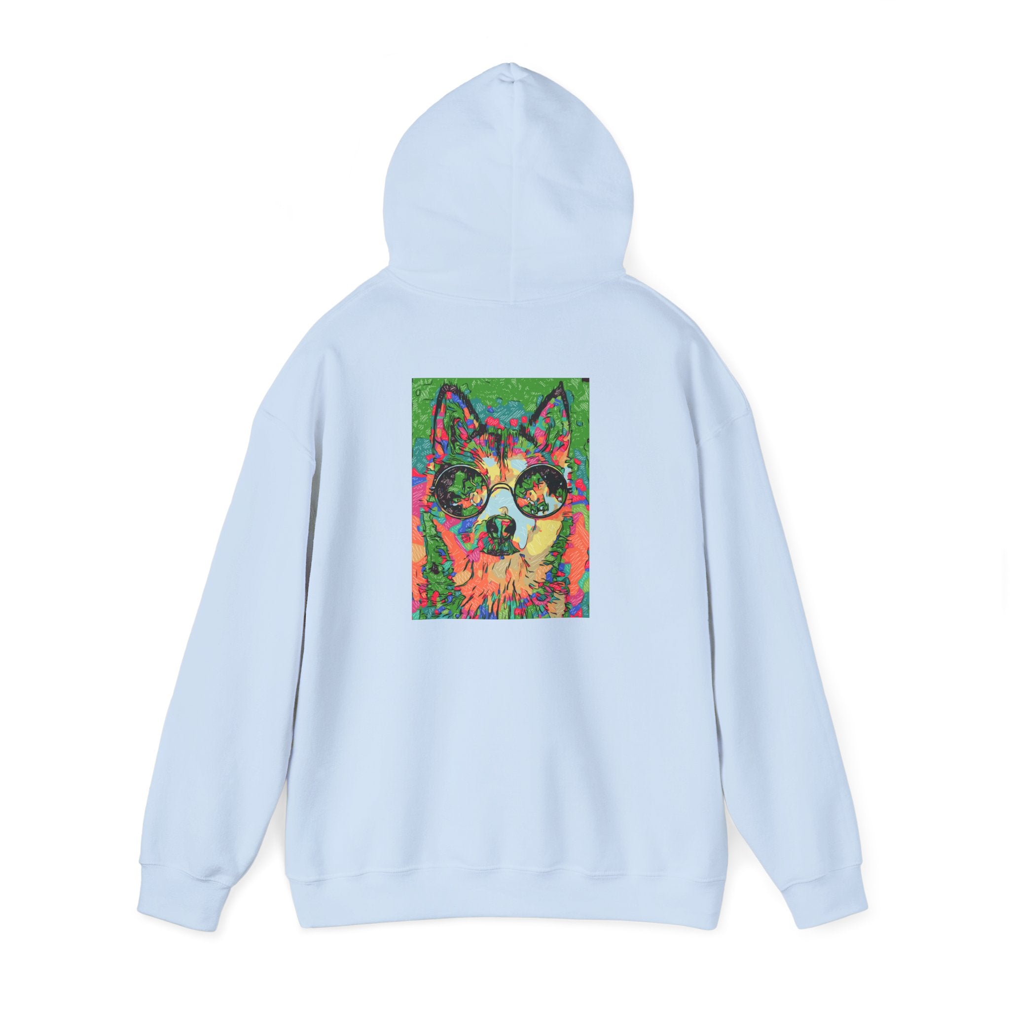 Psychedelic Husky Hoodie — Colorful Trippy Dog Art Pullover