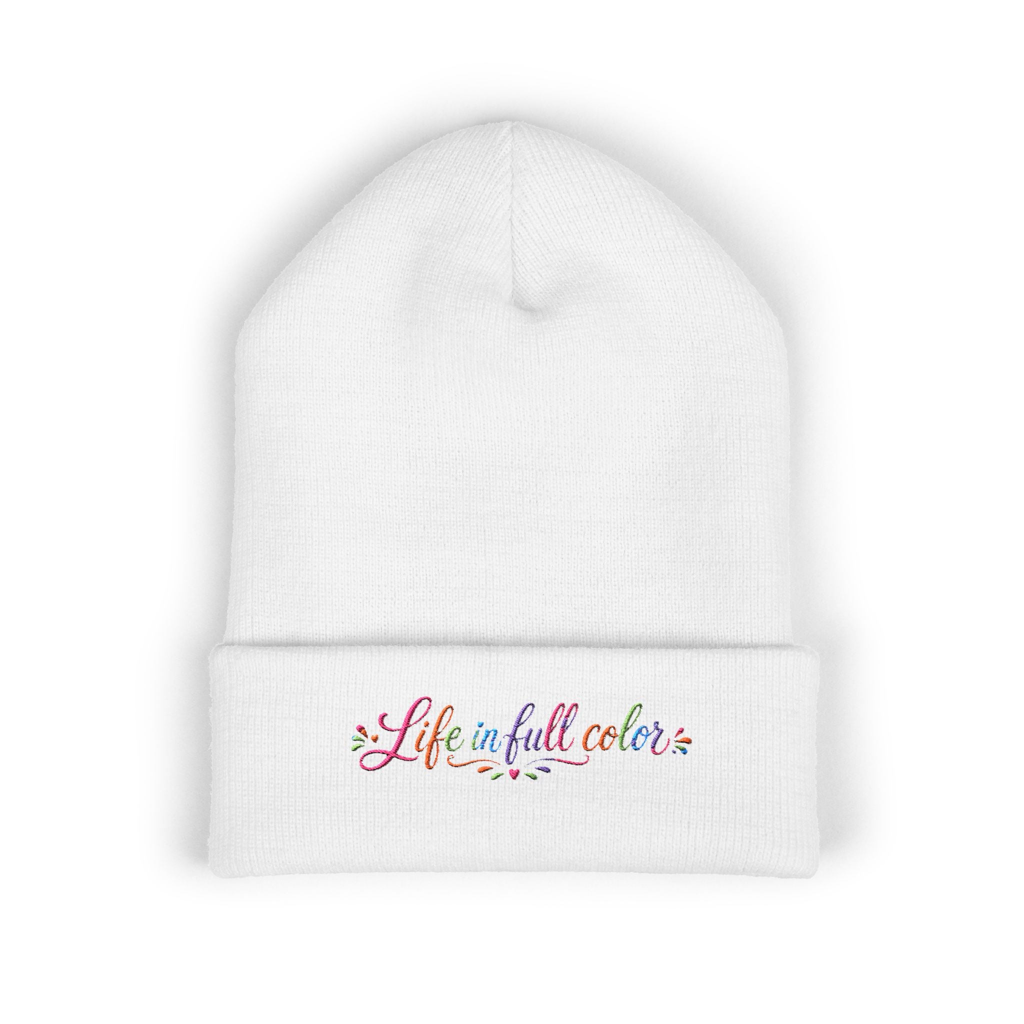 Embroidered 'Life in Full Color' Cuffed Beanie