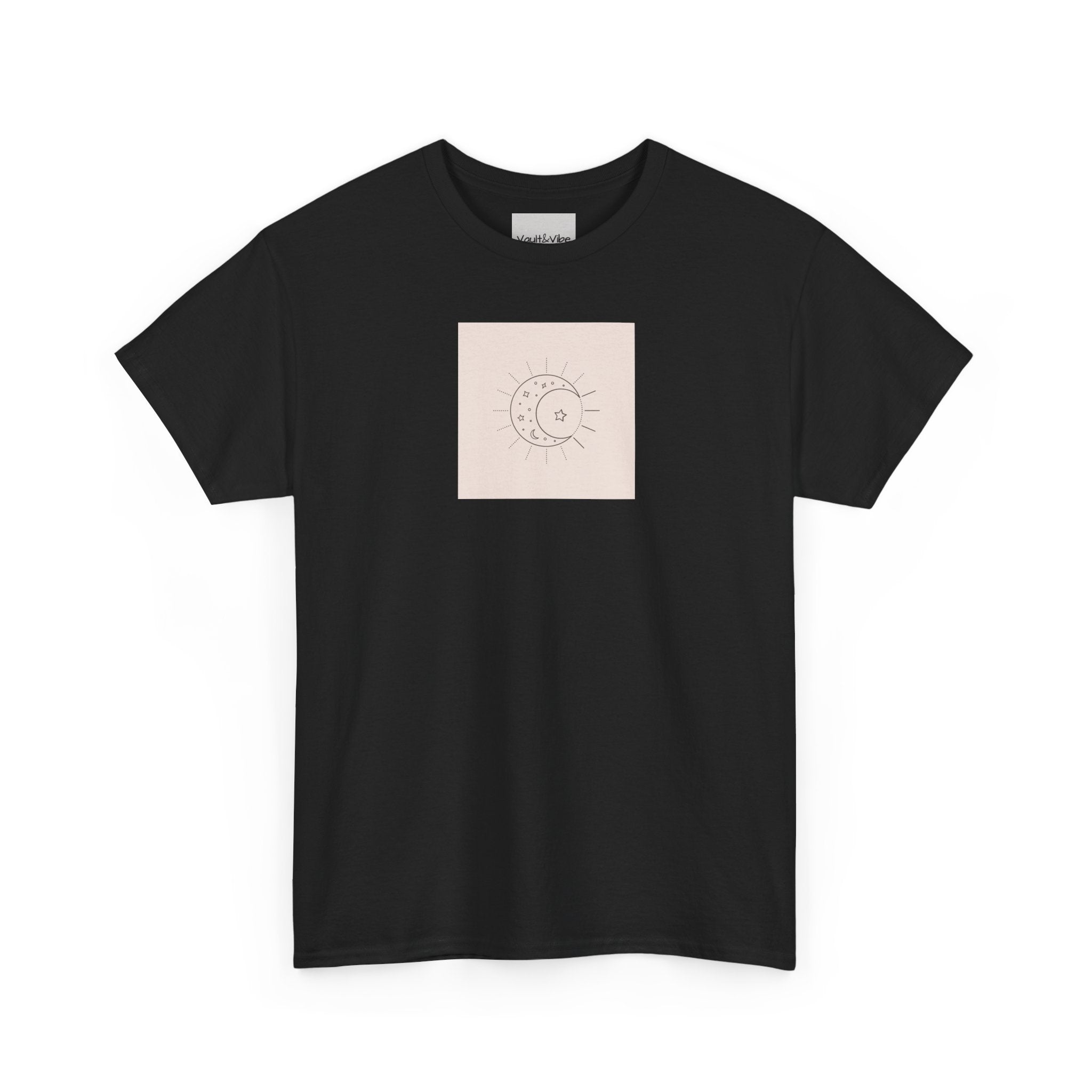 Sun & Moon Minimalist Tee — Celestial Line Art T-Shirt