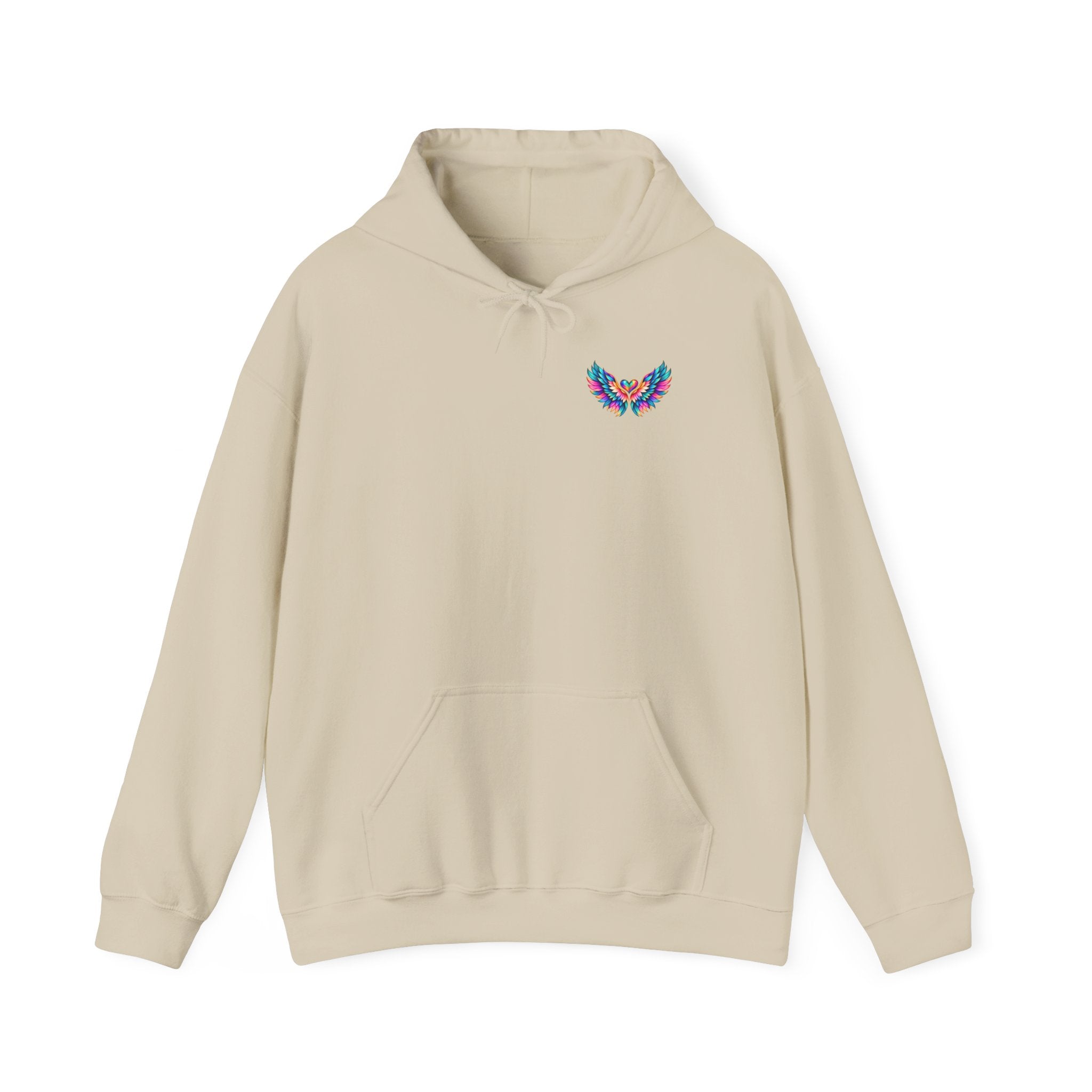 Winged Inspiration Hoodie — "Spread Your Wings" Colorful Angel Wings Graphic
