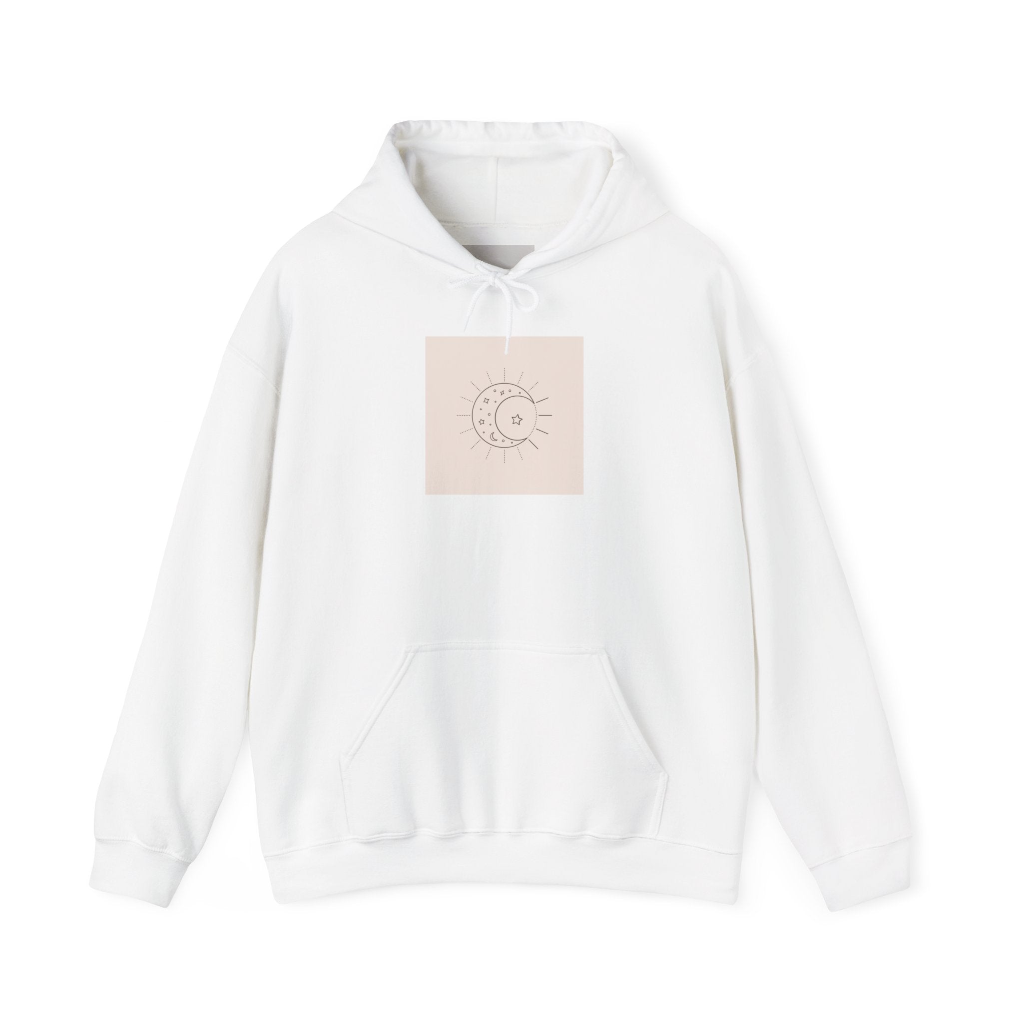 Celestial Moon & Sun Hoodie — Minimal Boho Spiritual Graphic Sweatshirt