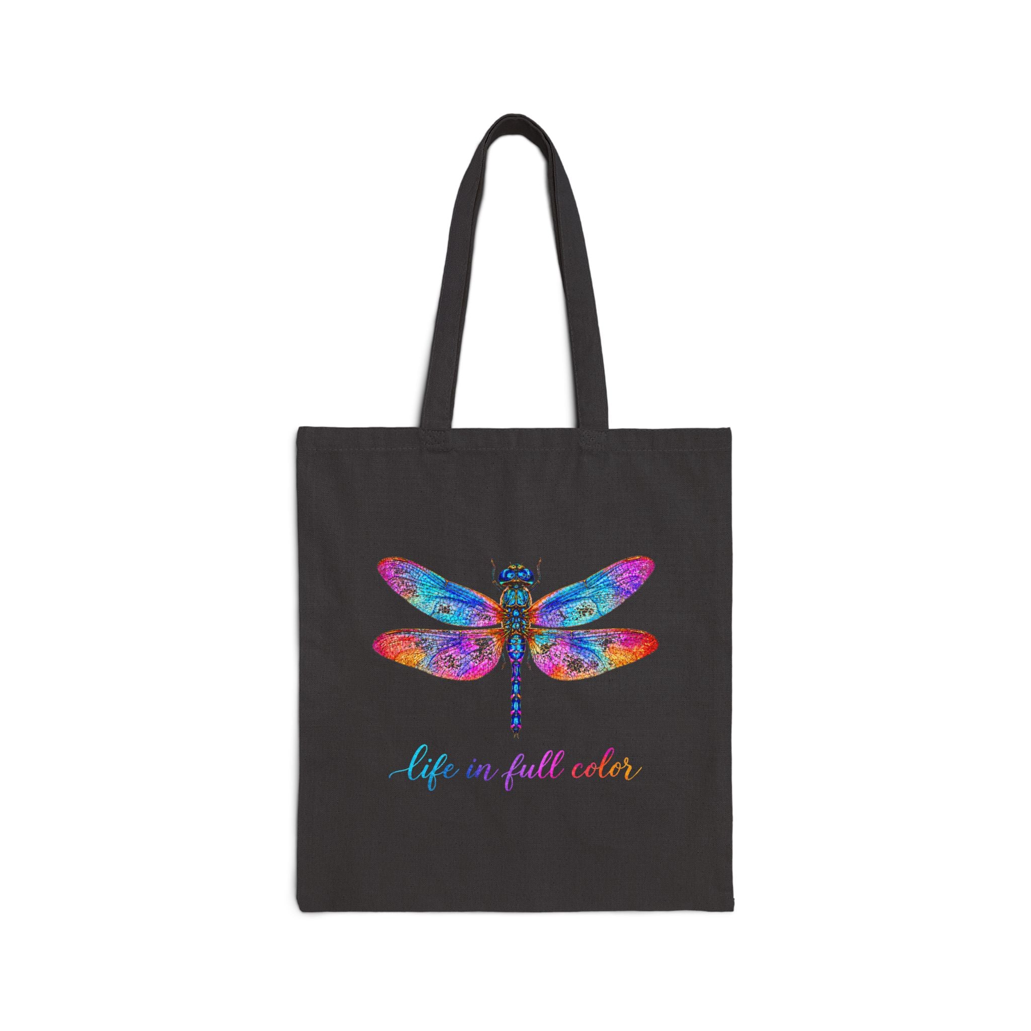 Dragonfly Canvas Tote Bag – 'Life in Full Color' Reusable Market Bag