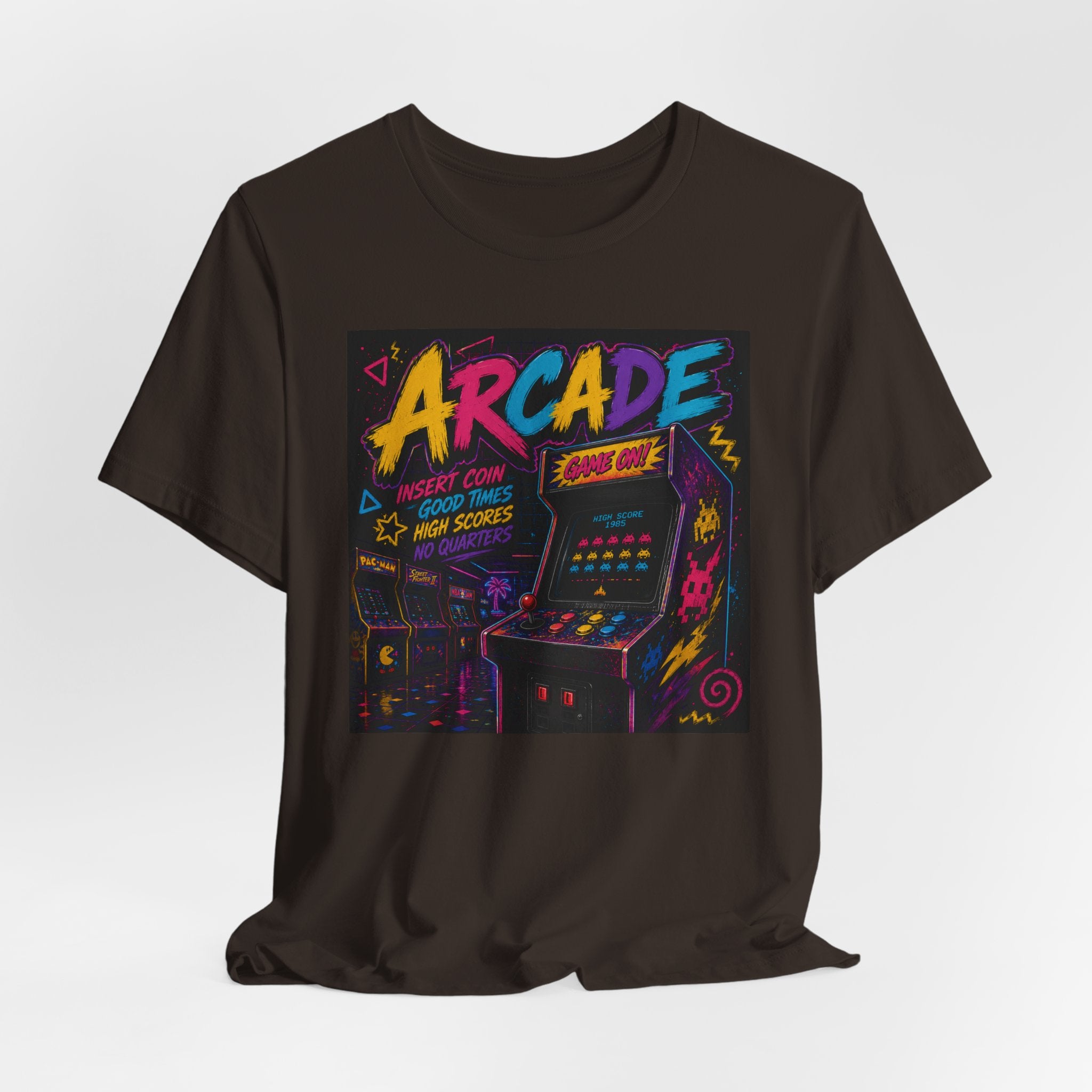 Arcade Retro Tee — Neon Game Room Graphic Shirt