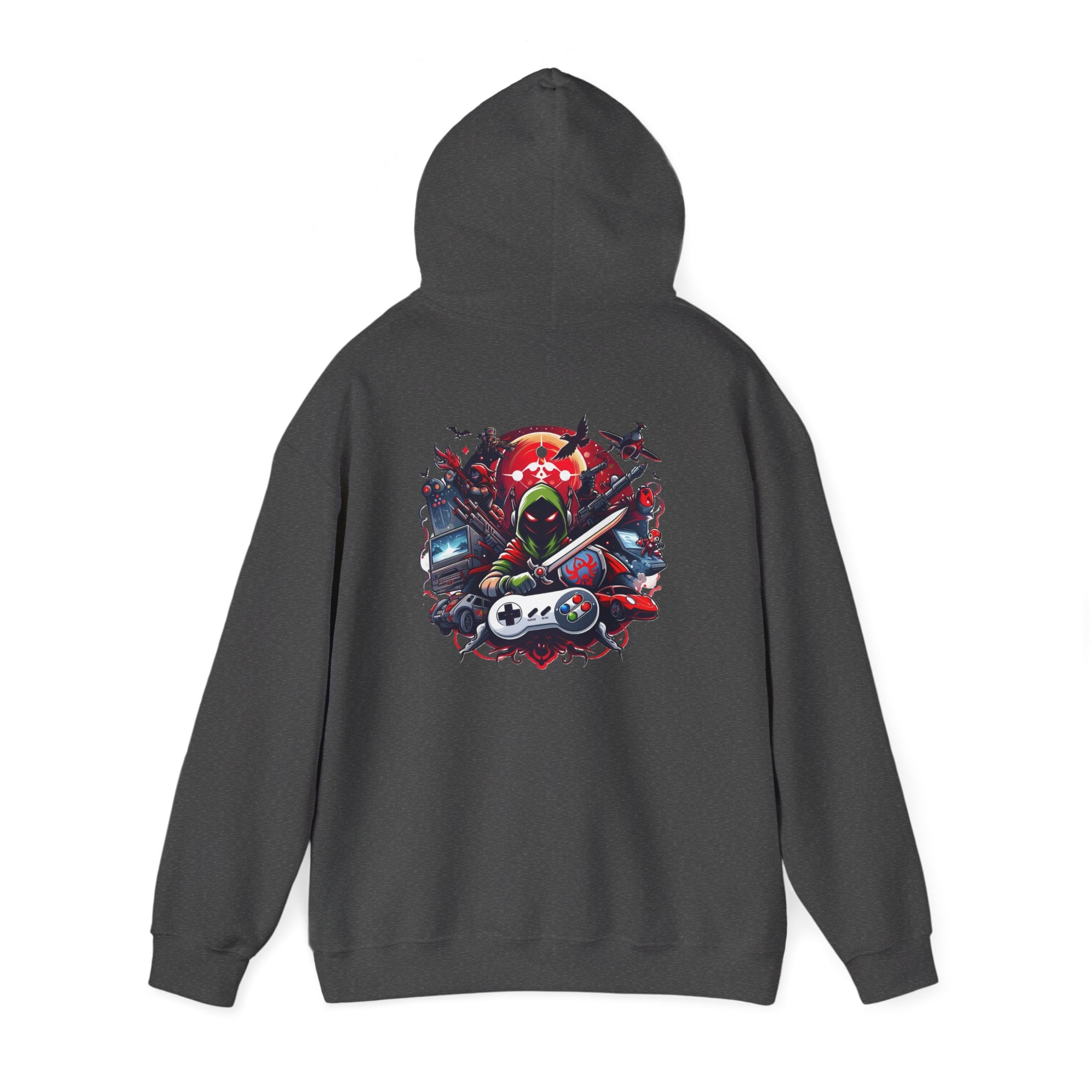 Gamer Skull Hooded Sweatshirt — Retro Controller & Neon Skull Gaming Hoodie