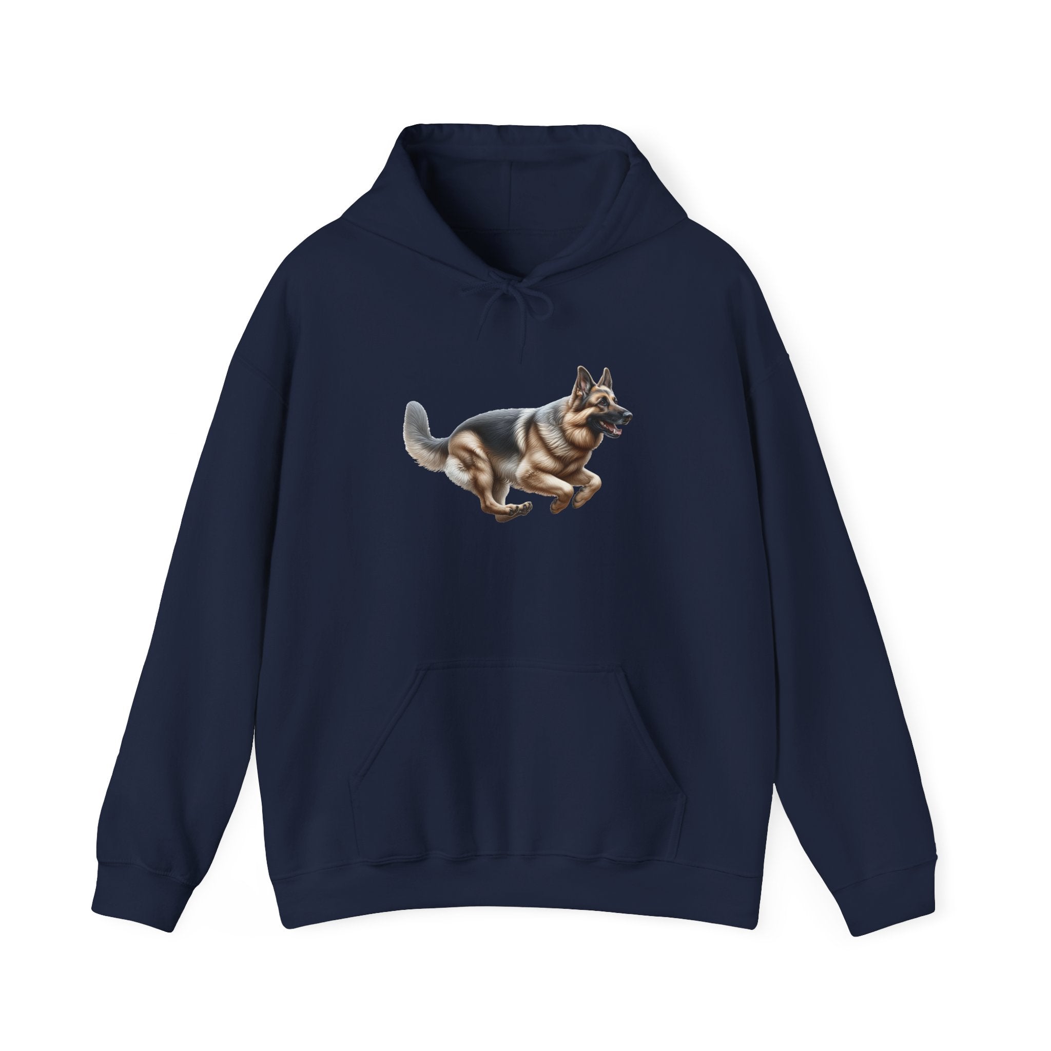 German Shepherd Running Hoodie — Realistic Dog Graphic Sweatshirt