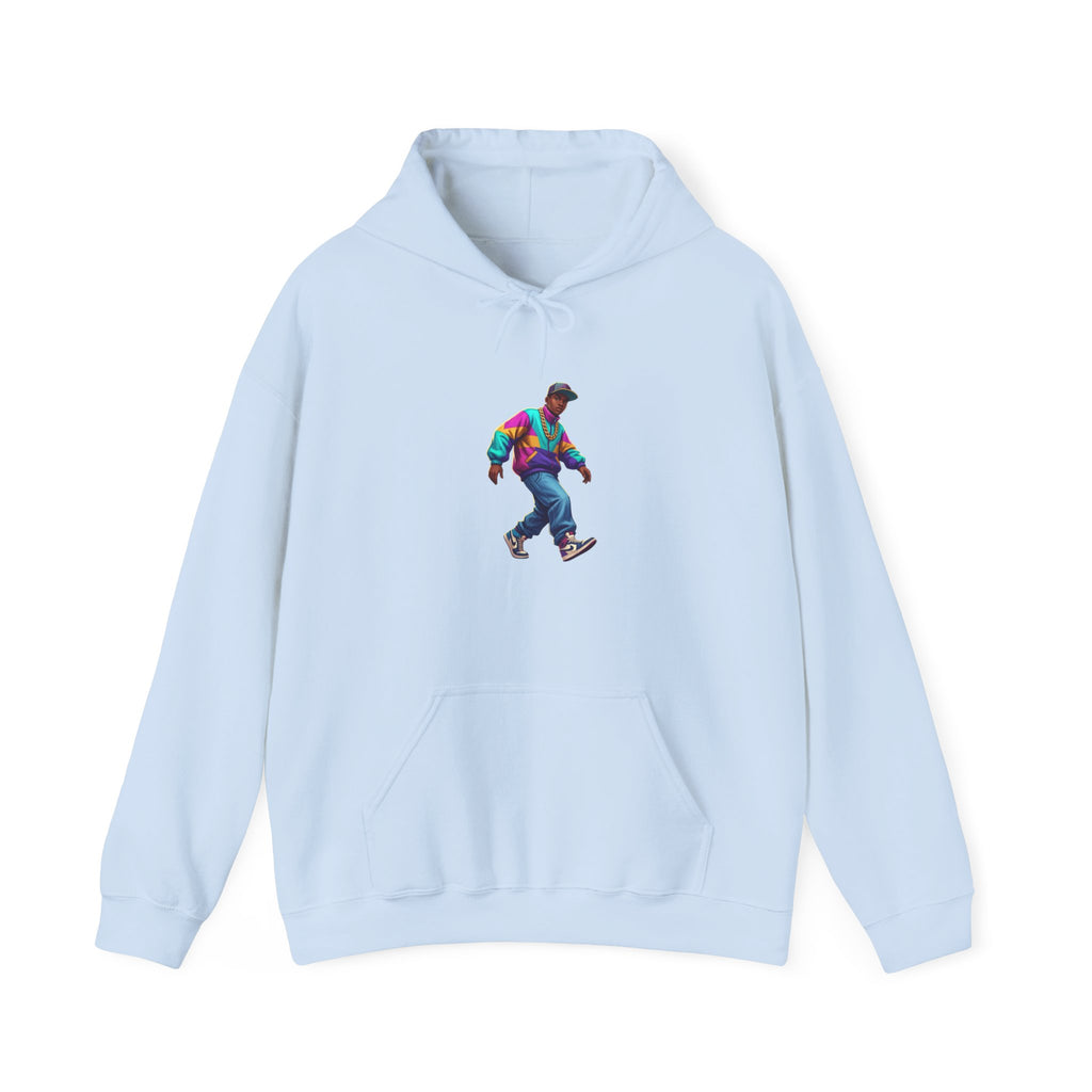 Retro Skateboarder Hoodie — Colorful 90s Skate Crew Pullover