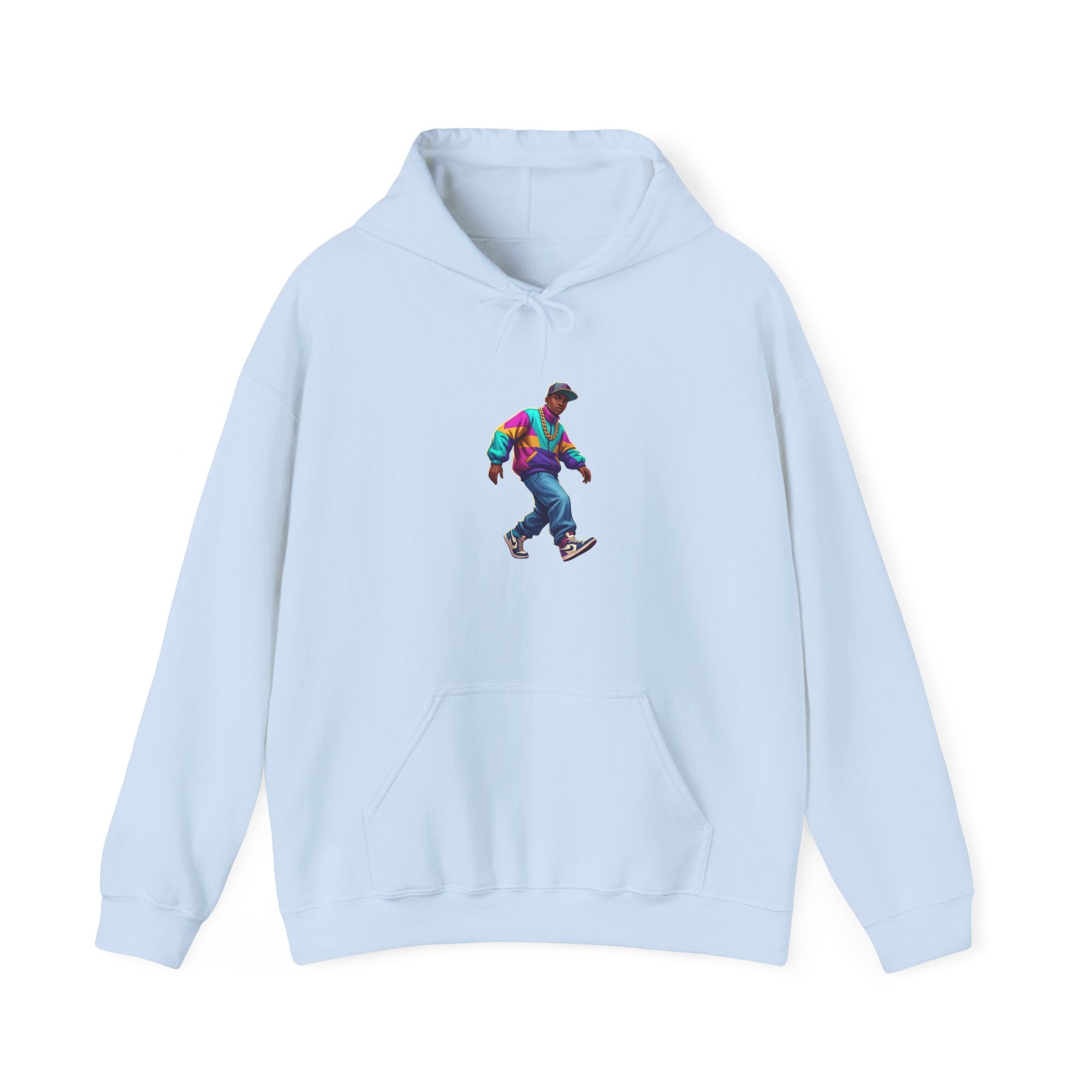 Retro Skateboarder Hoodie — Colorful 90s Skate Crew Pullover