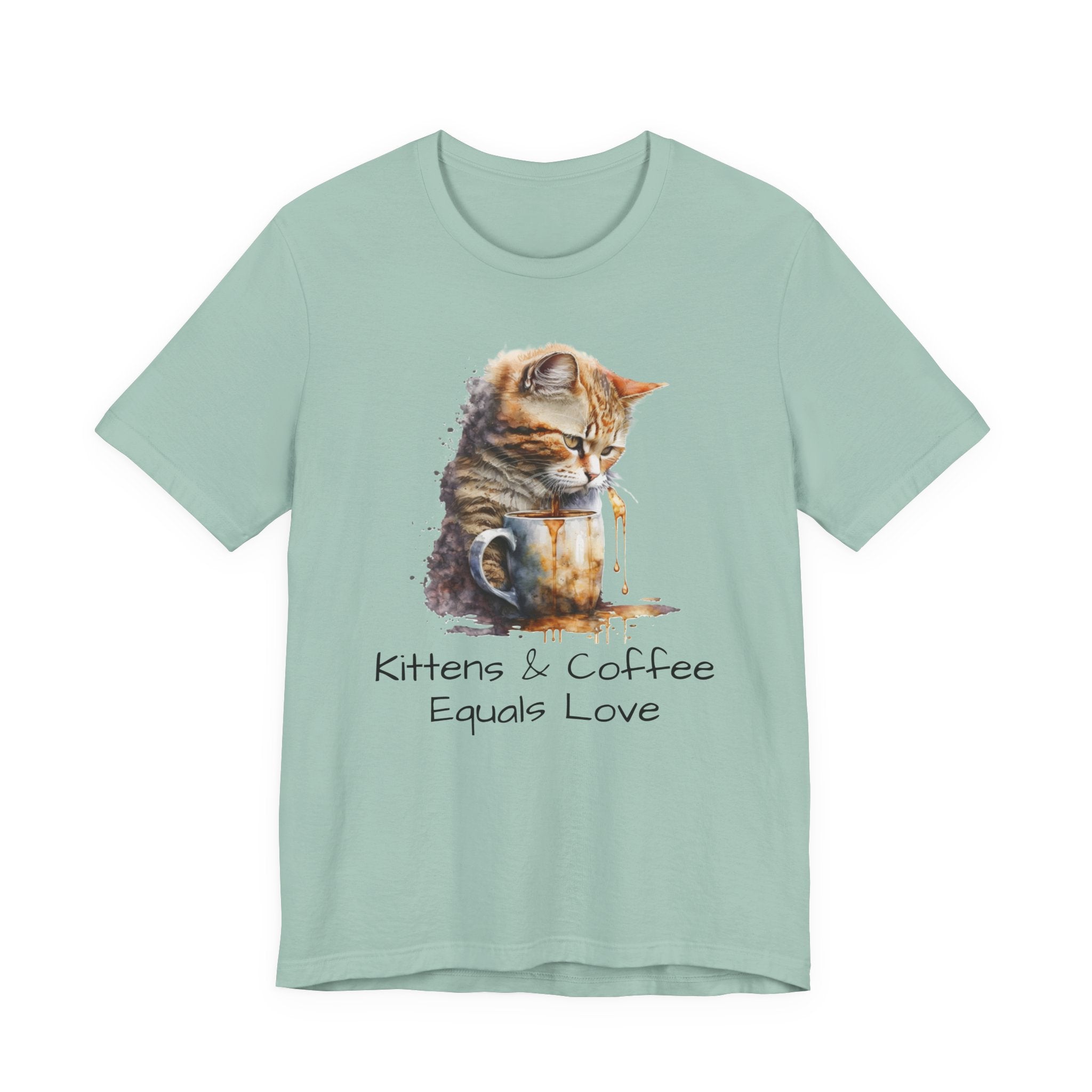 Cat & Coffee T-Shirt — "Kittens & Coffee Equals Love" Cute Cat Graphic Tee