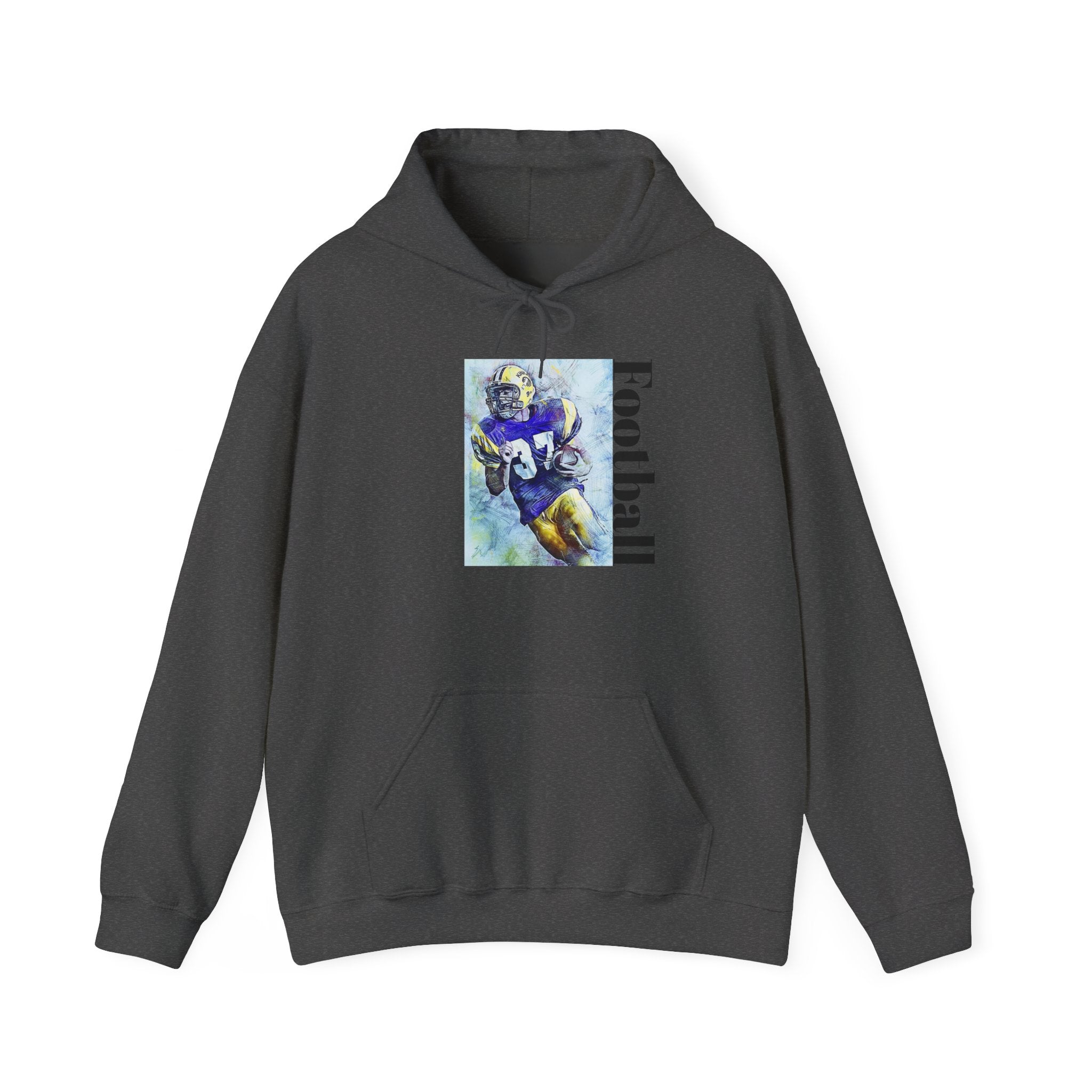 Football Player Watercolor Hoodie – Vintage Gridiron Sports Sweatshirt