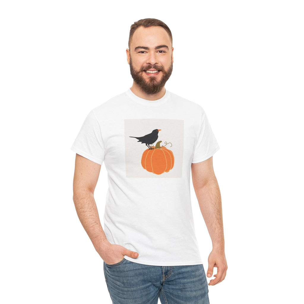 Pumpkin & Crow Tee — Autumn Halloween Graphic T-Shirt
