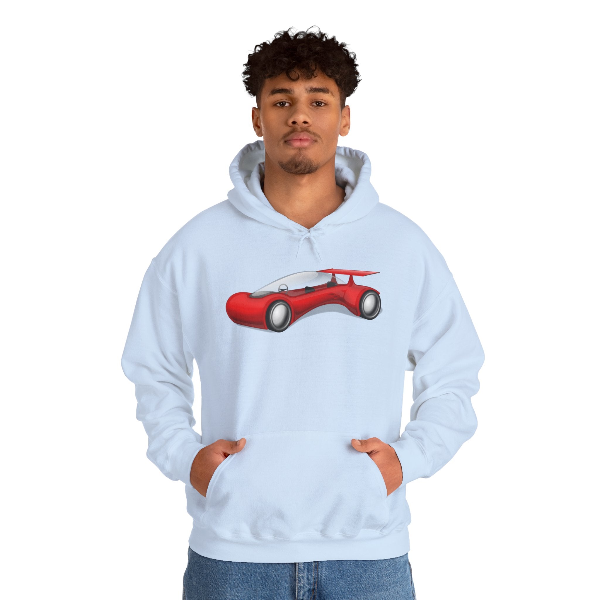 Red Racecar Hoodie — Retro Sports Car Graphic Pullover
