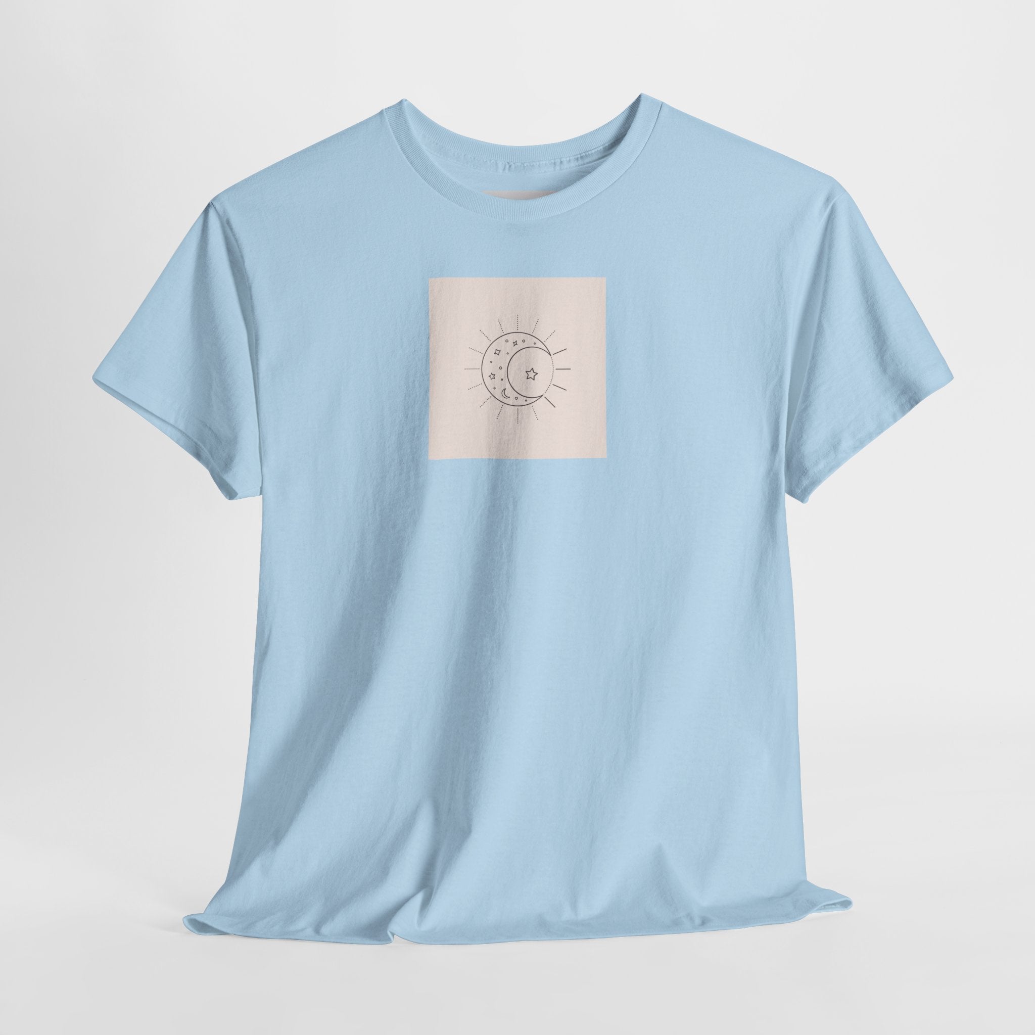 Sun & Moon Minimalist Tee — Celestial Line Art T-Shirt