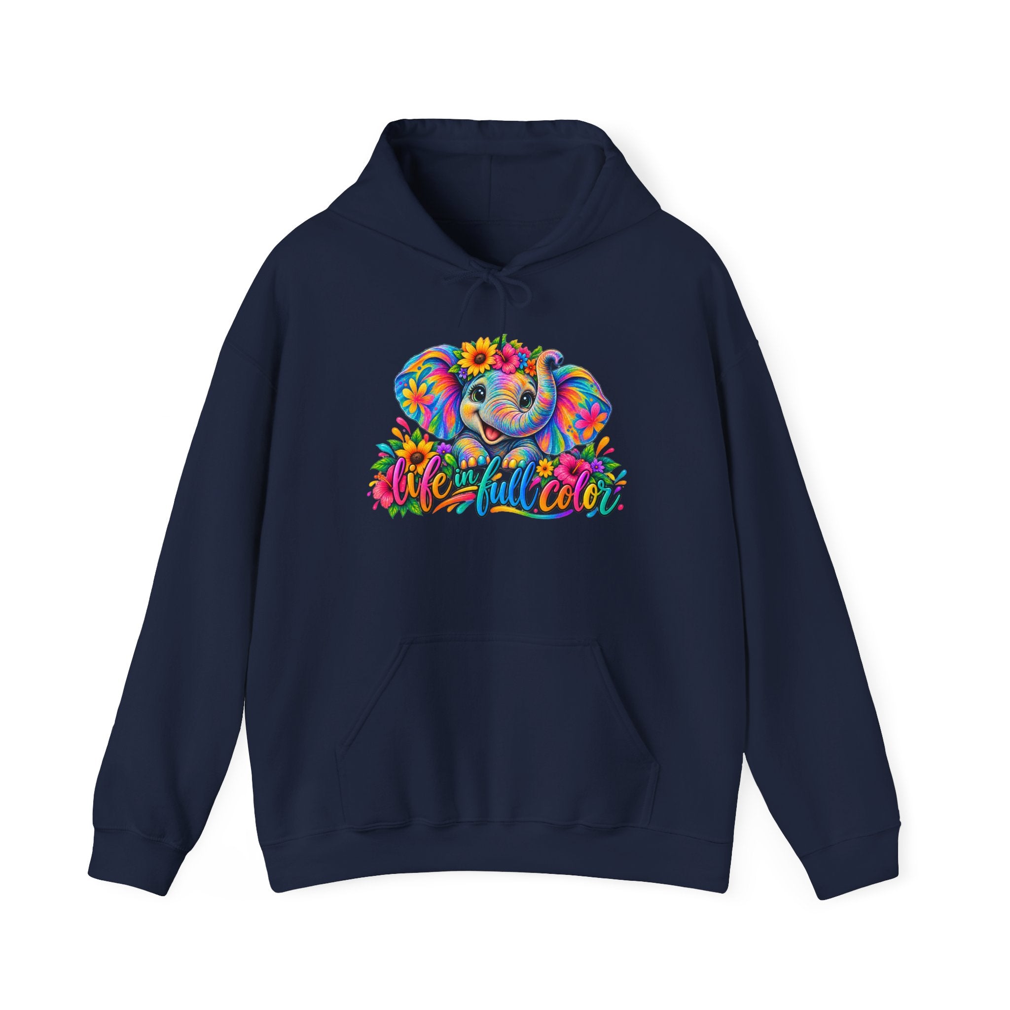 Elephant Flower Hoodie — Colorful Floral Elephant Graphic Sweatshirt