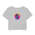 Alien DJ Crop Tee — Neon Retro Space Graphic Women's Baby T-Shirt