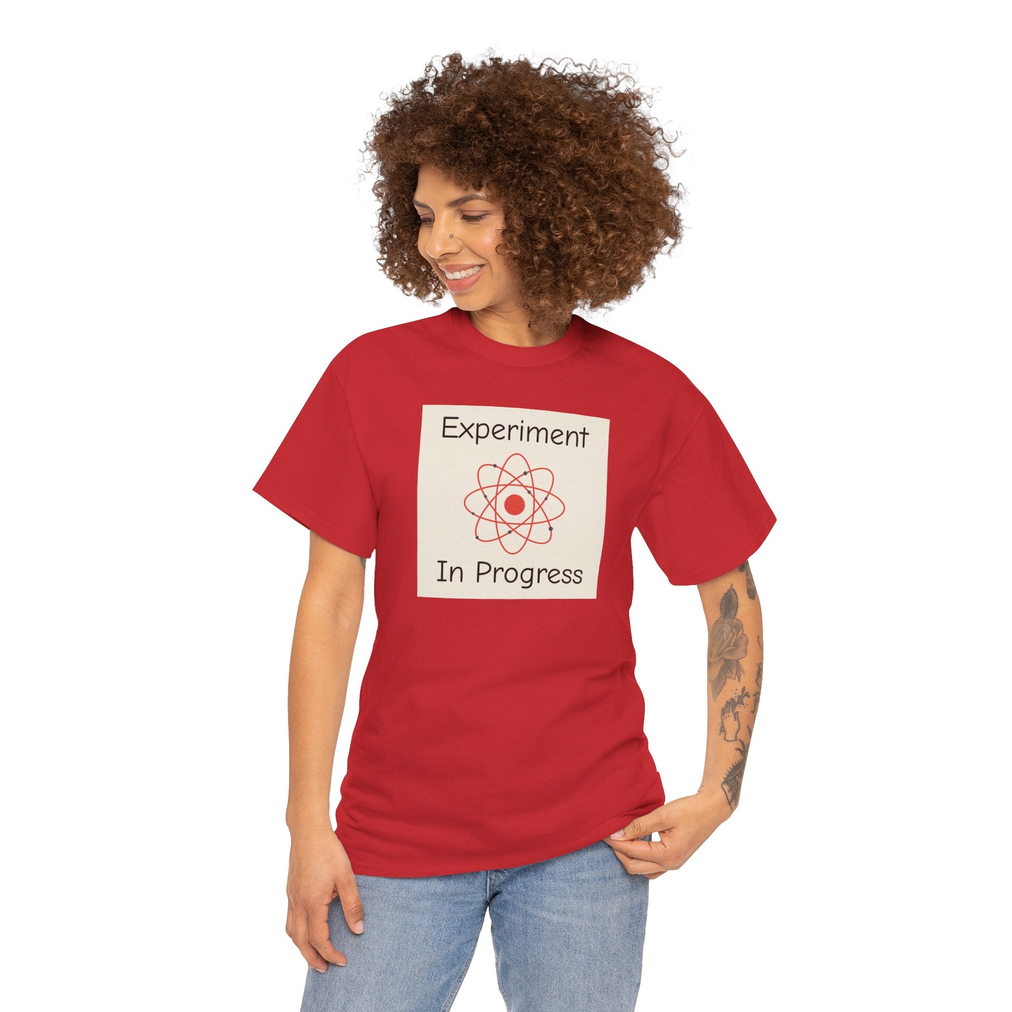 Science Graphic Tee - "Experiment In Progress" Retro Atom Design