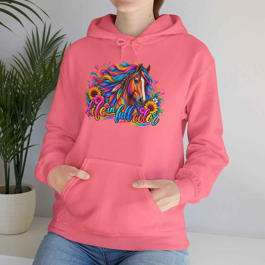Colorful Horse Hoodie - "Wonderful Color" Rainbow Stallion Pullover