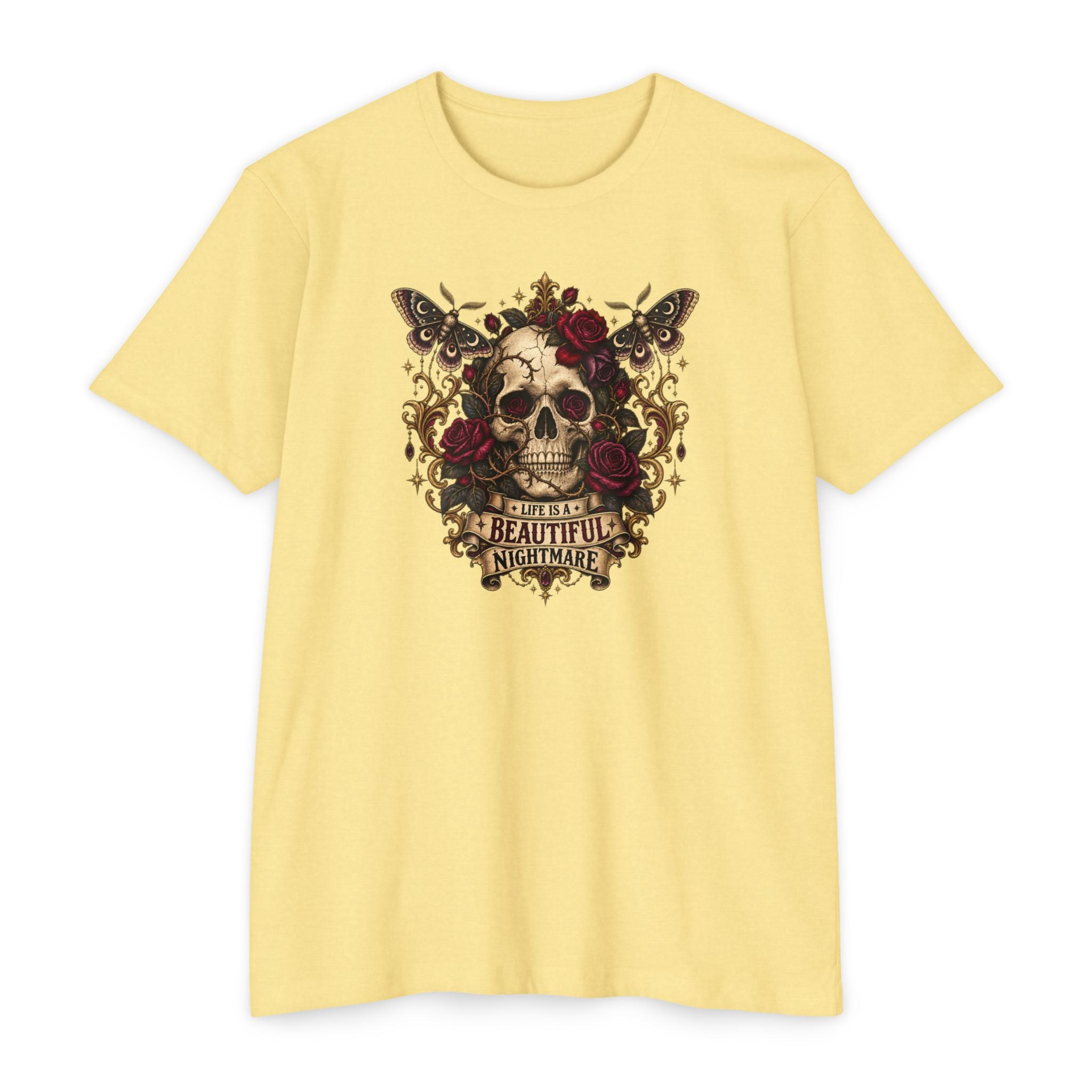 Beautiful Nightmare Skull Tee – Floral Gothic Skull T-Shirt