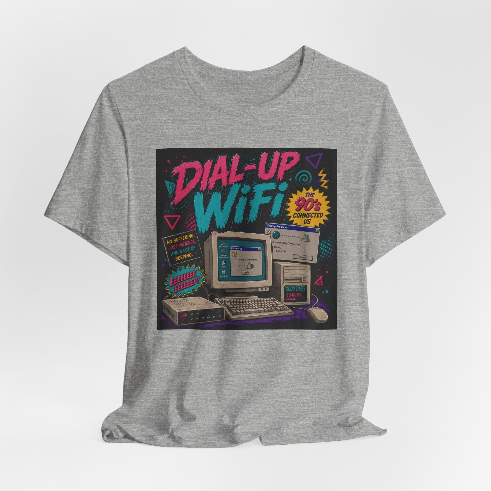 Retro Tech T‑Shirt — "Dial‑Up WiFi" 90s Computer Vintage Graphic Tee