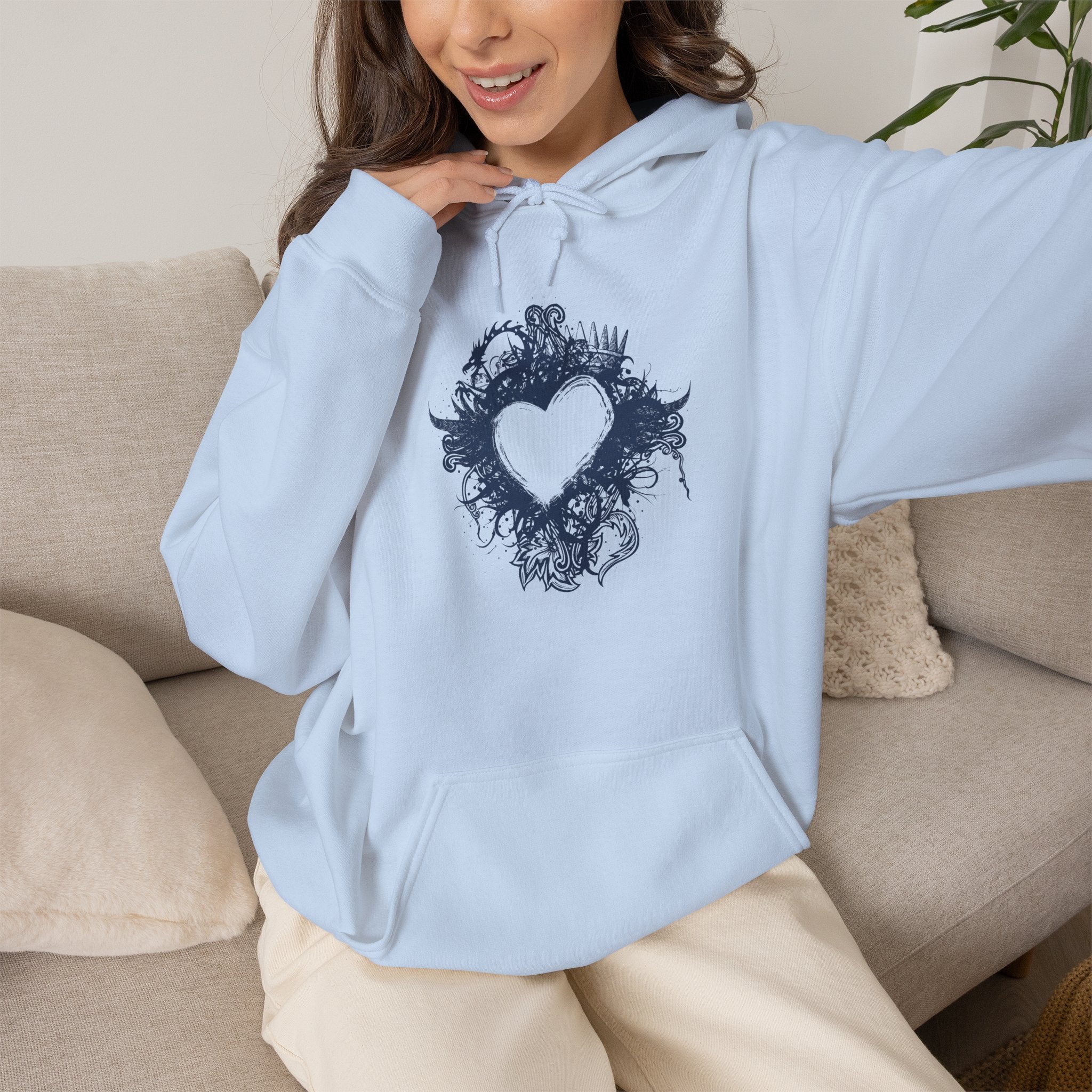Heart Ink Splash Hoodie — Artistic Grunge Heart Pullover