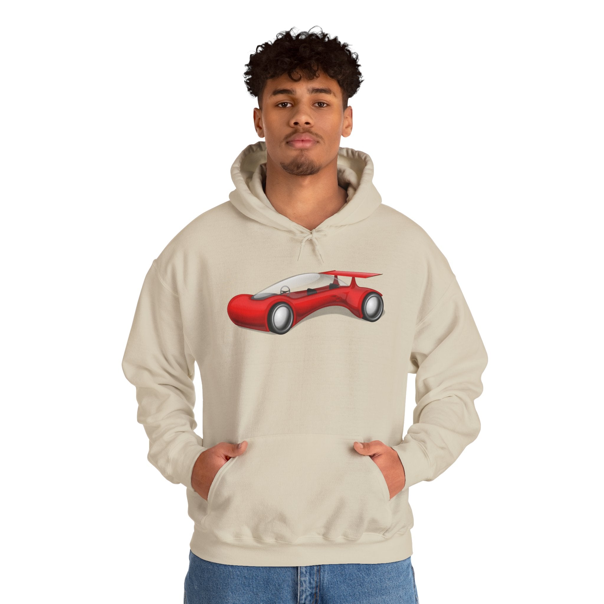 Red Racecar Hoodie — Retro Sports Car Graphic Pullover