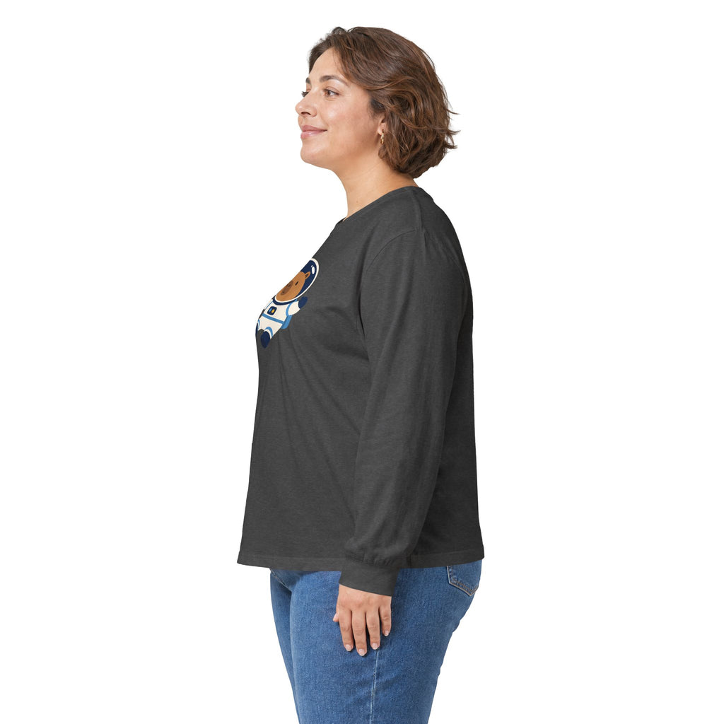 Astronaut Capybara Long Sleeve Tee — Cute Space Explorer Kids' Shirt