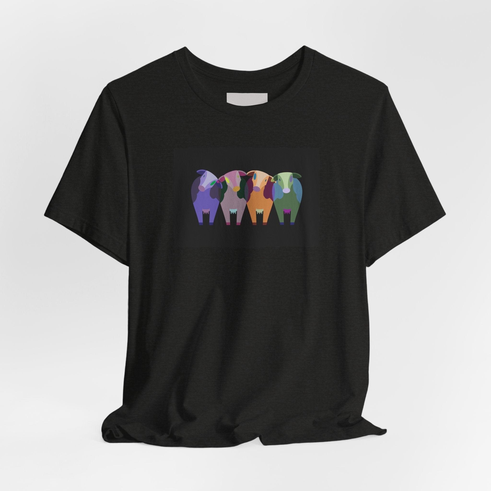 Colorful Buffalo Herd Tee — Geometric Bison Art T-Shirt