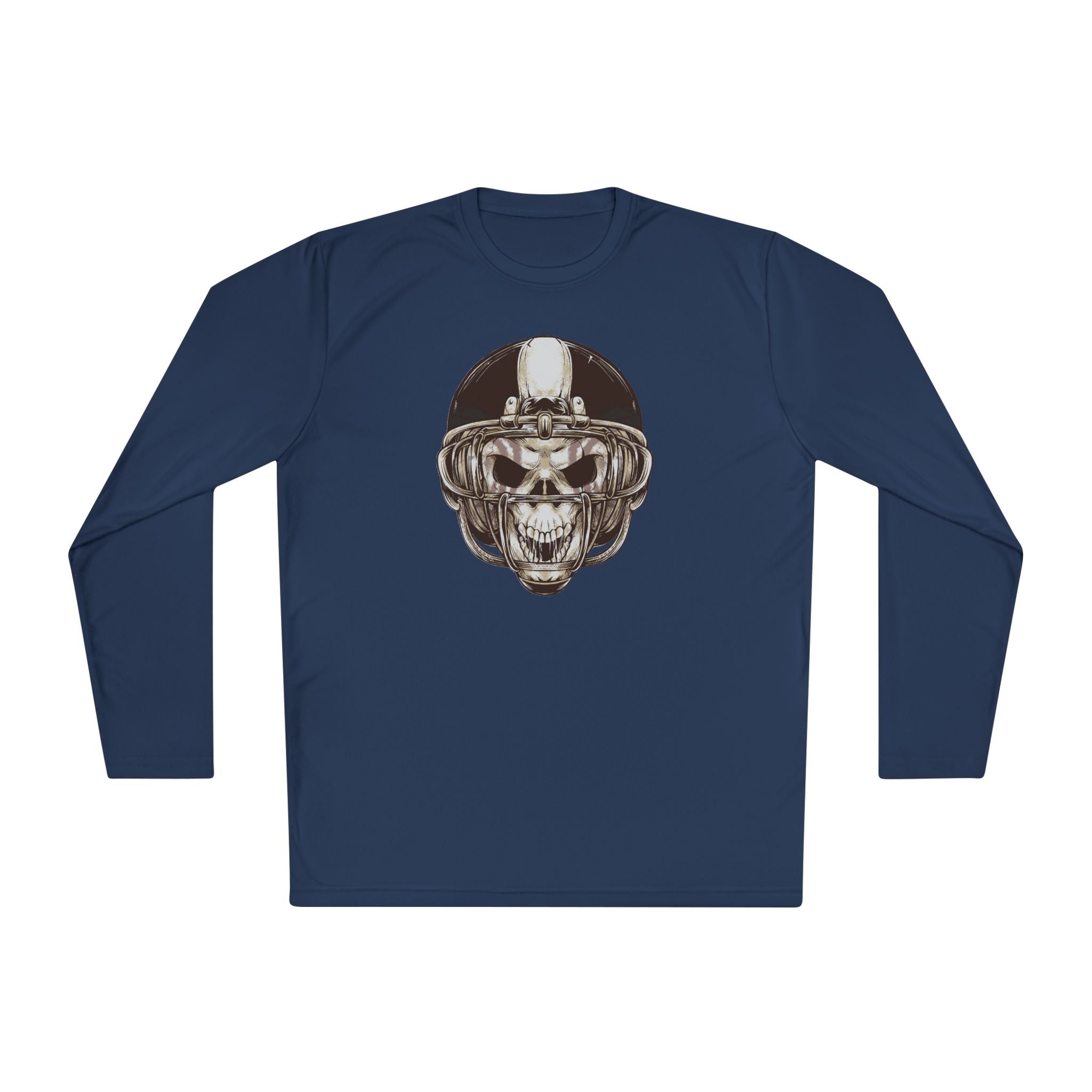 Skull Helmet Long Sleeve Tee — Biker Skull Graphic Shirt
