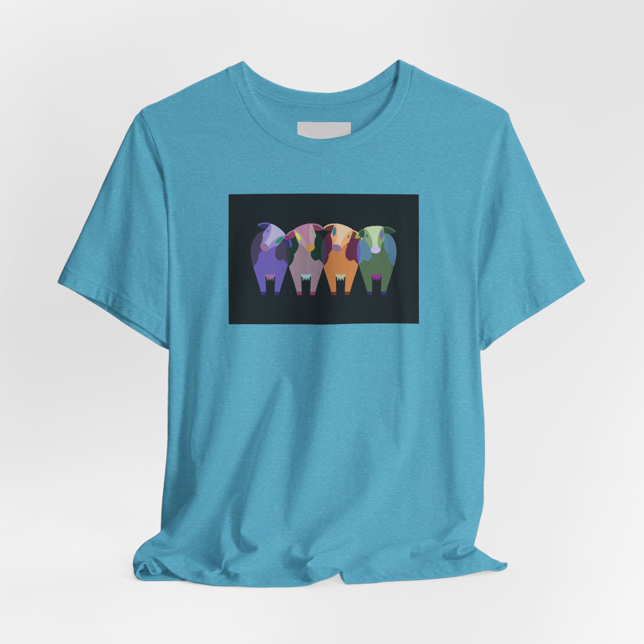 Colorful Buffalo Herd Tee — Geometric Bison Art T-Shirt