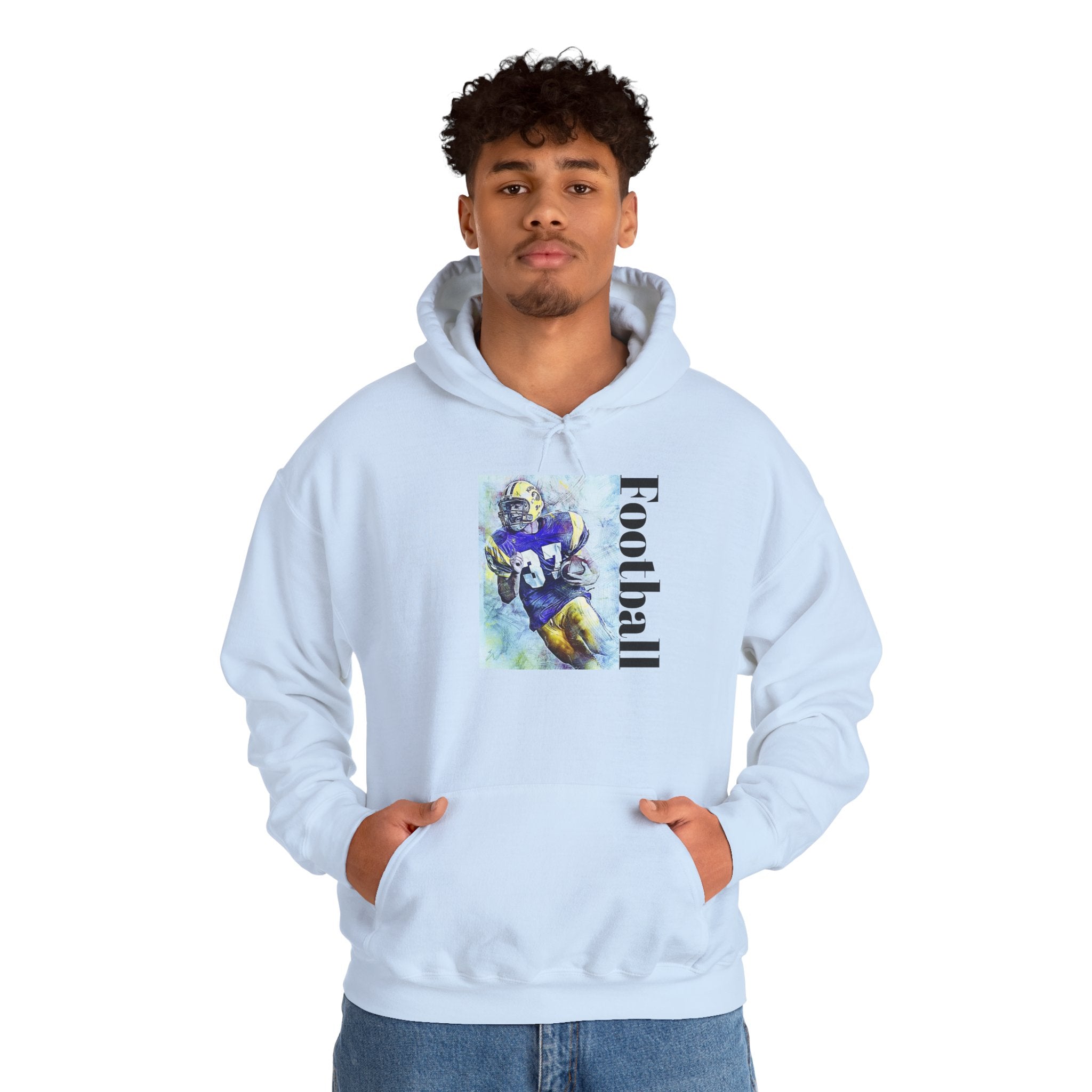 Football Player Watercolor Hoodie – Vintage Gridiron Sports Sweatshirt