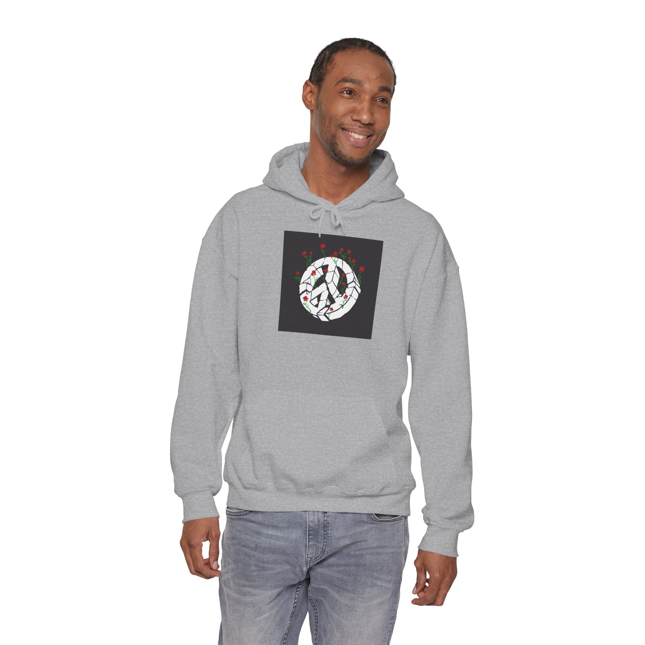 Peace Sign Hoodie with Rose Wreath - Floral Peace Symbol Pullover